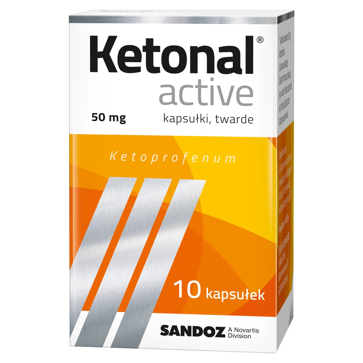 Ketonal Active lek o działaniu przeciwbólowym i przeciwzapalnym, 10 kapsułek