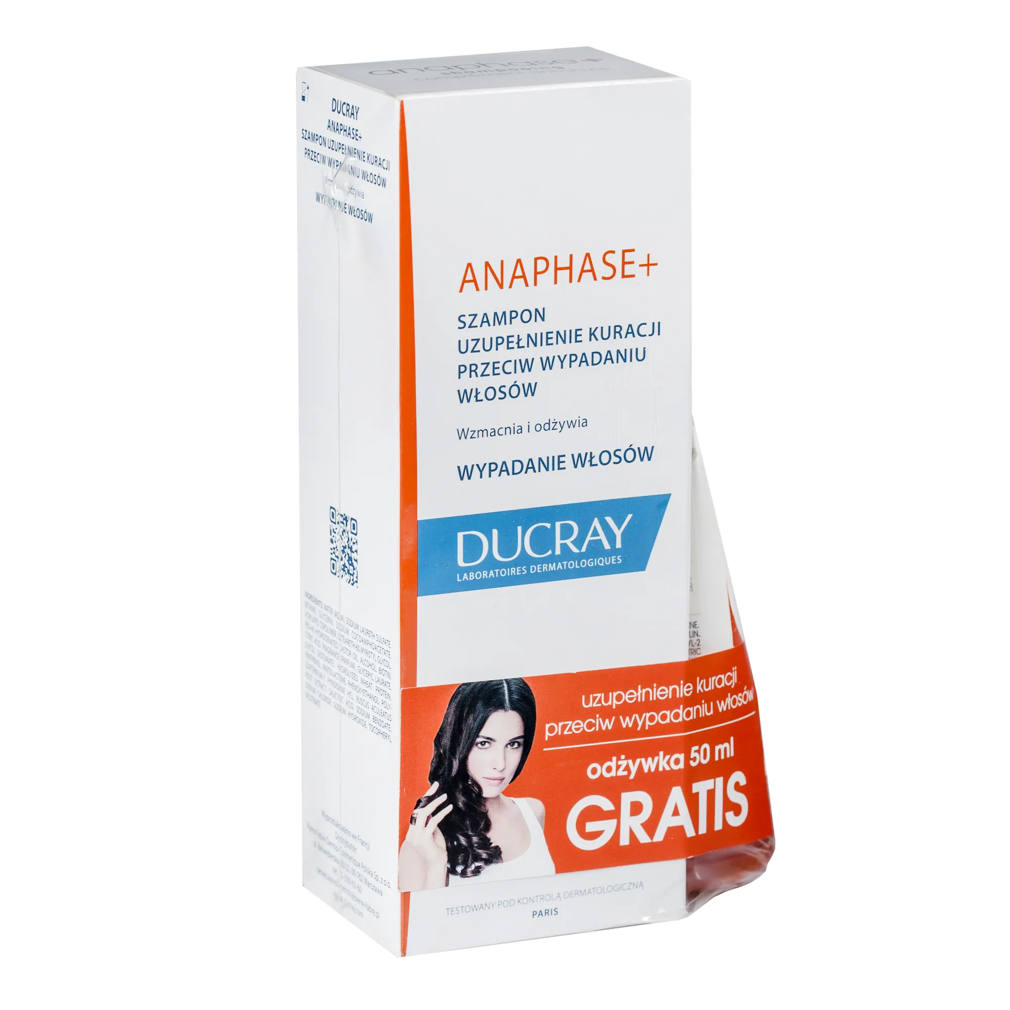 Ducray zestaw Anaphase+, szampon uzupełniający kurację przeciw wypadaniu włosów, 200 ml + odżywka wzmacniająca, 50 ml 