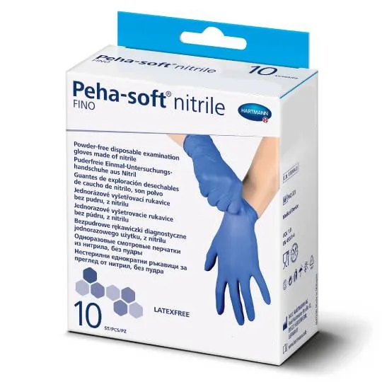Peha-Soft Nitrile Fino, rękawiczki diagnostyczne, nitrylowe, bezpudrowe, rozmiar L, 10 sztuk