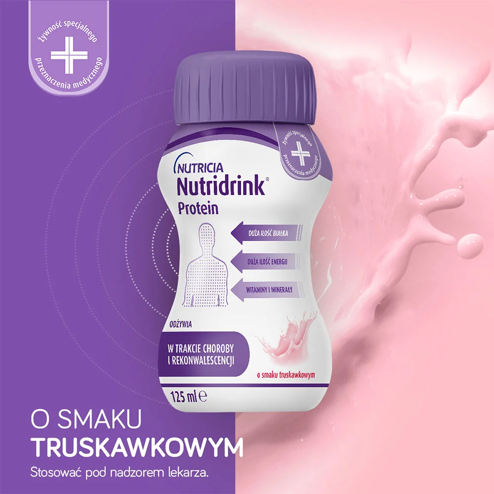 Nutridrink Protein o smaku truskawkowym, 4x125 ml
