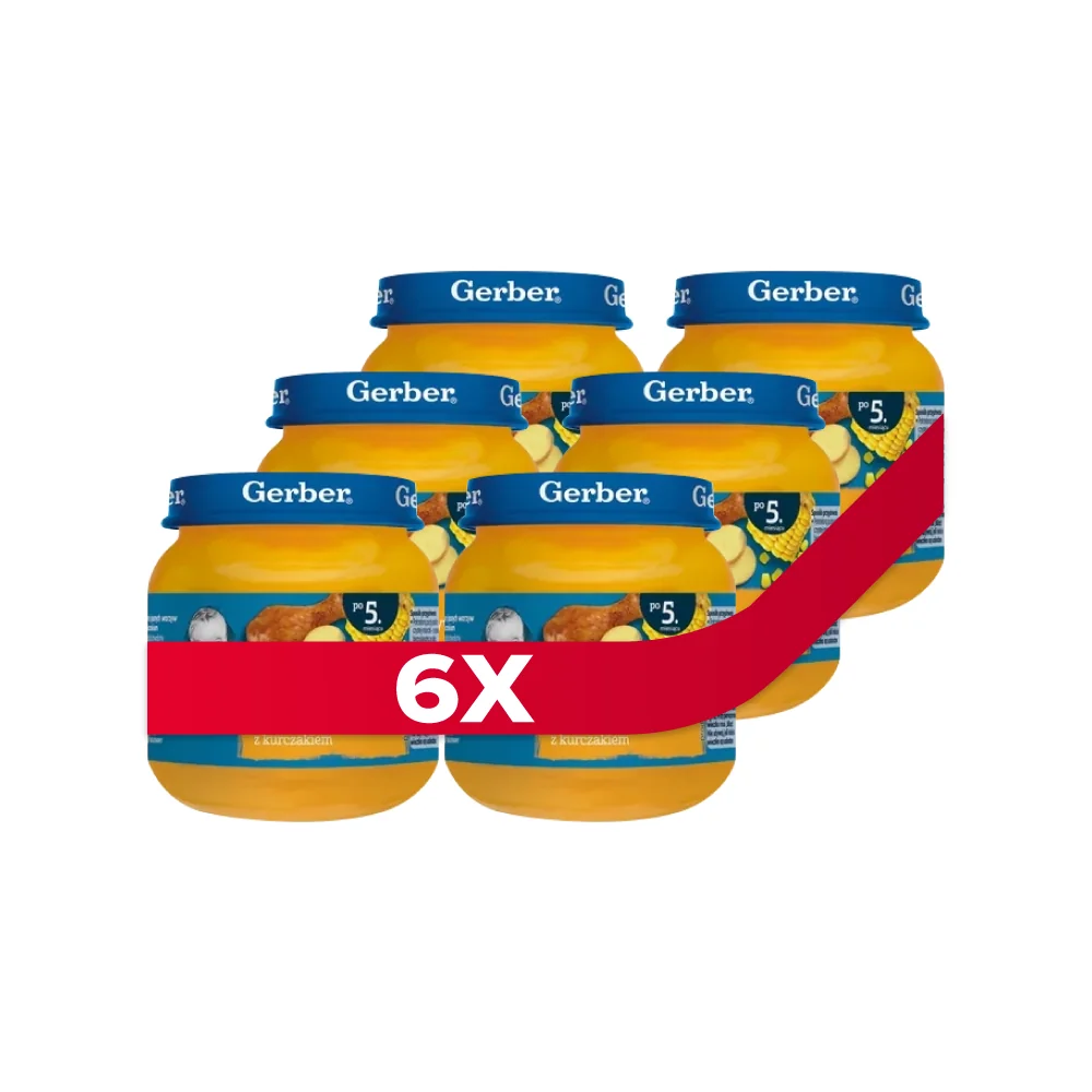 Gerber zupka krem z jasnych warzyw z kurczakiem dla niemowląt po 5 miesiącu, 6 x 125 g
