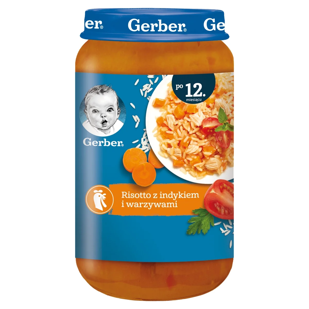 Gerber risotto z indykiem i warzywami dla dzieci po 12 miesiącu życia, 250 g