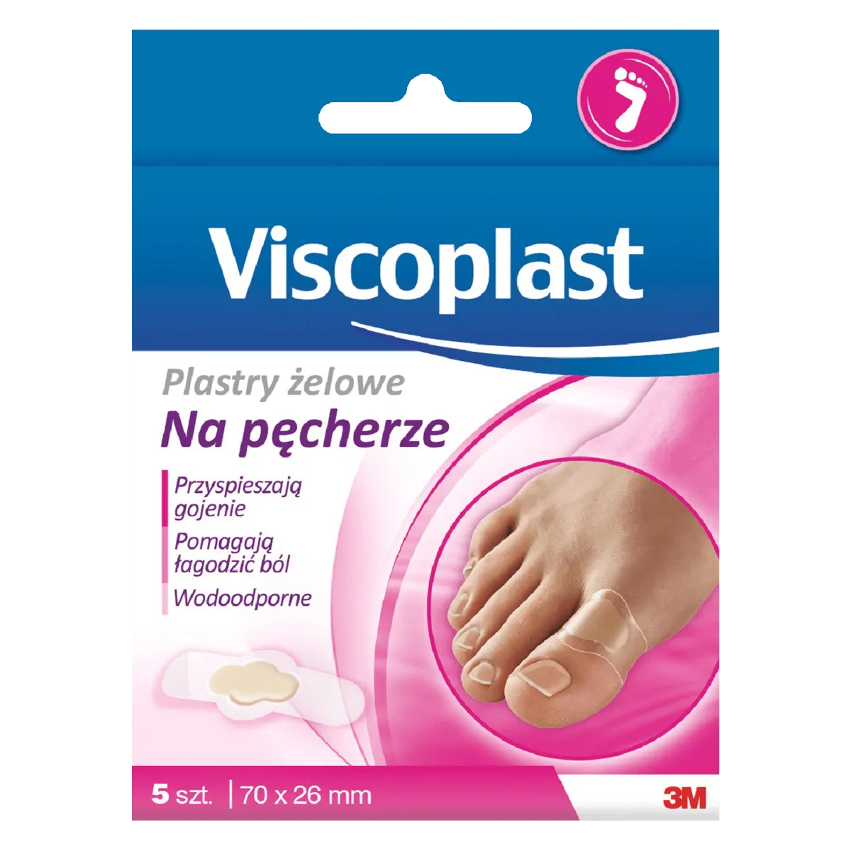 Viscoplast, plastry żelowe na pęcherze, 70mm x 26mm, 5 sztuk 