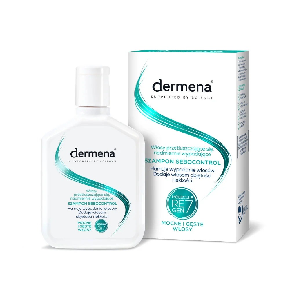 Dermena Sebocontrol szampon do włosów przetłuszczających się i nadmiernie wypadających, 200 ml