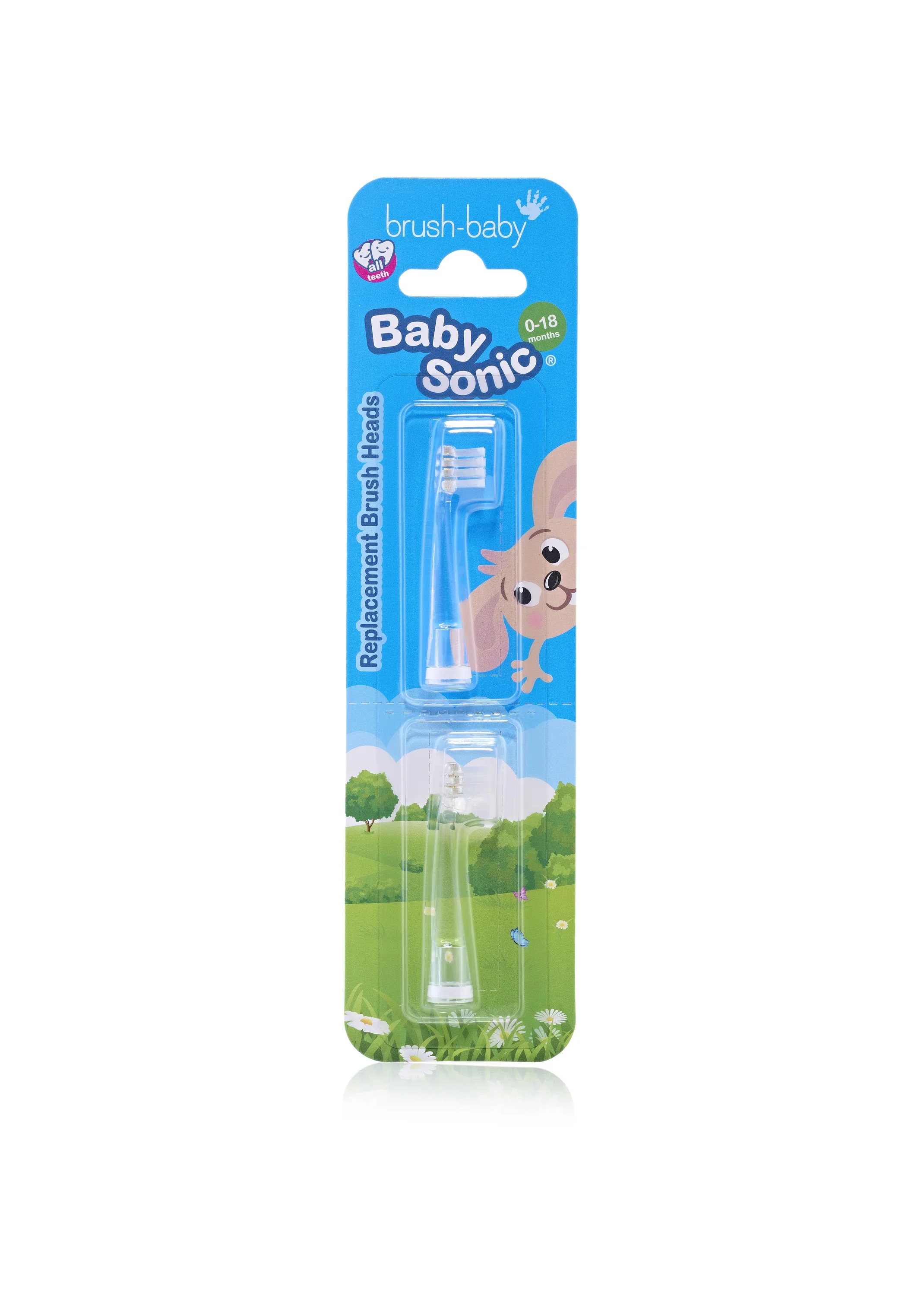 Brush-Baby BabySonic końcówki do szczoteczki sonicznej dla dzieci w wieku 0-18 miesięcy, 2 sztuki