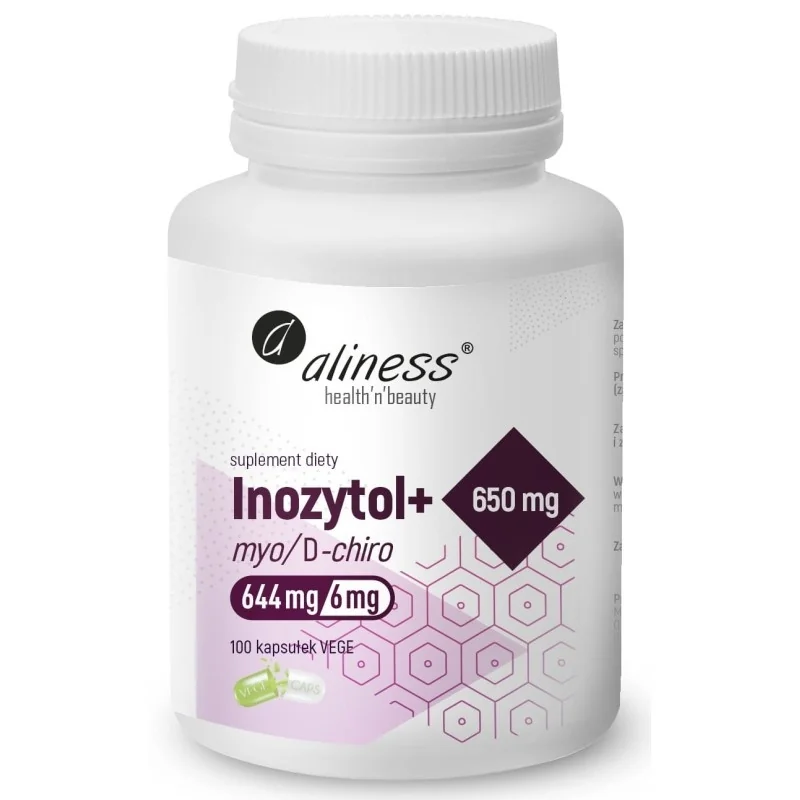 Aliness® Inozytol+ myo/D-chiro, 650mg + B6 100 kapsułek vege