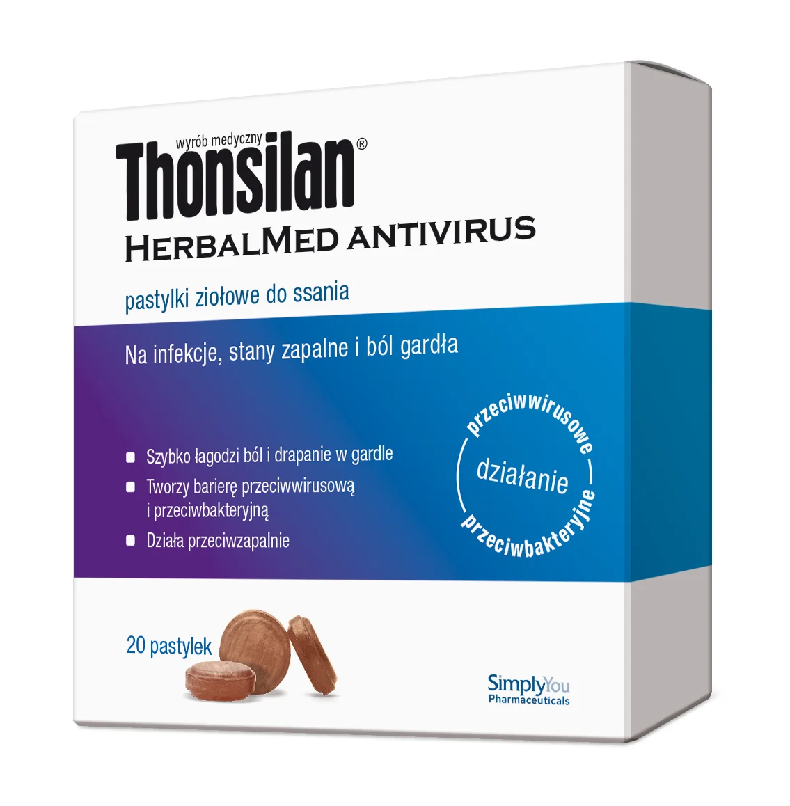 Thonsilan HerbalMed Antivirus 20 pastylek ziołowych do ssania