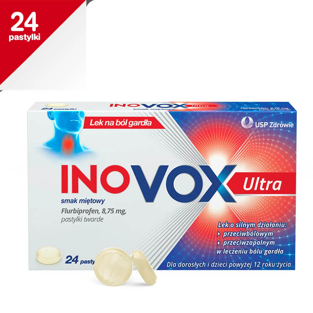Inovox Ultra, smak miętowy, 24 pastylki do ssania
