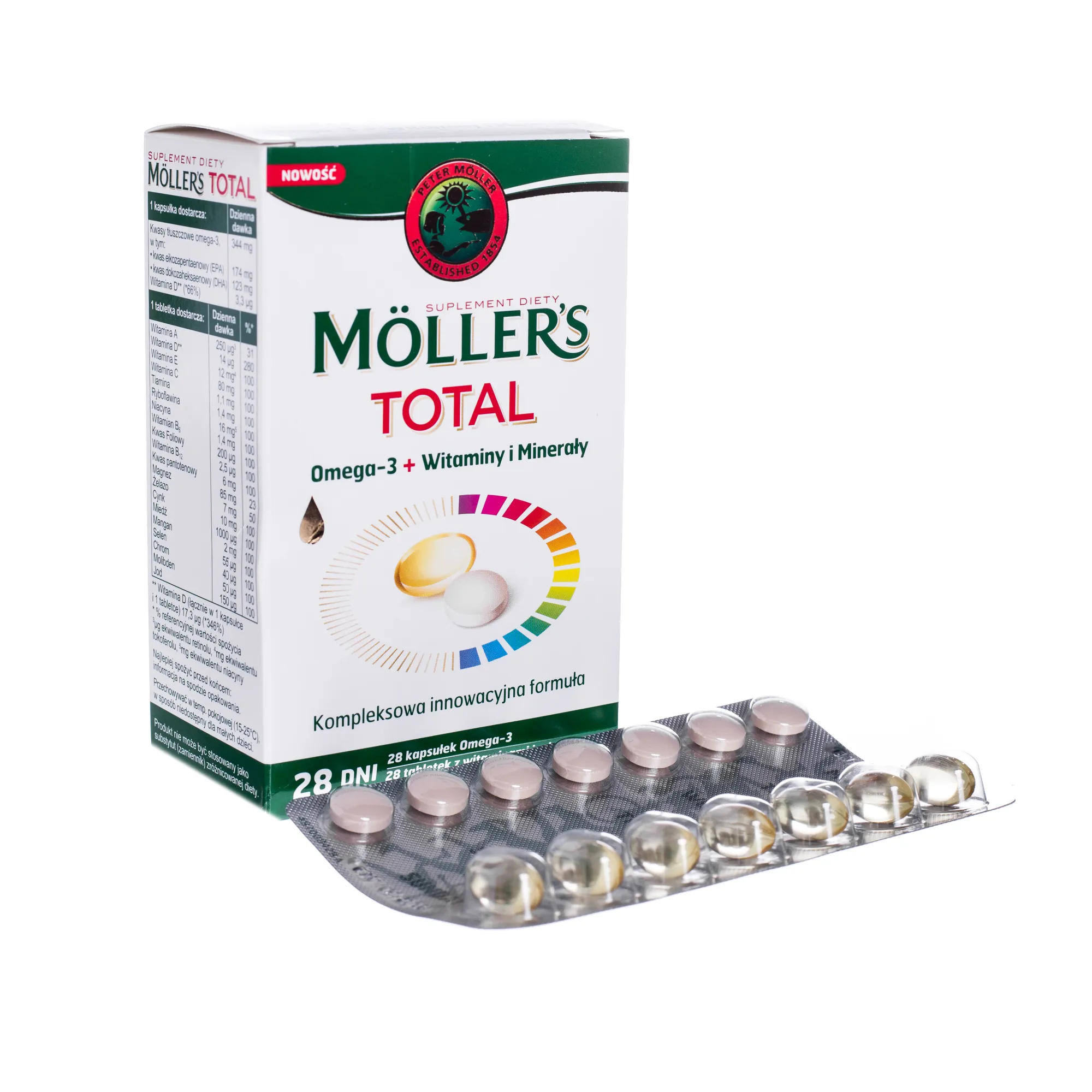 Mollers Total, suplement diety, 28 kapsułek + 28 tabletek