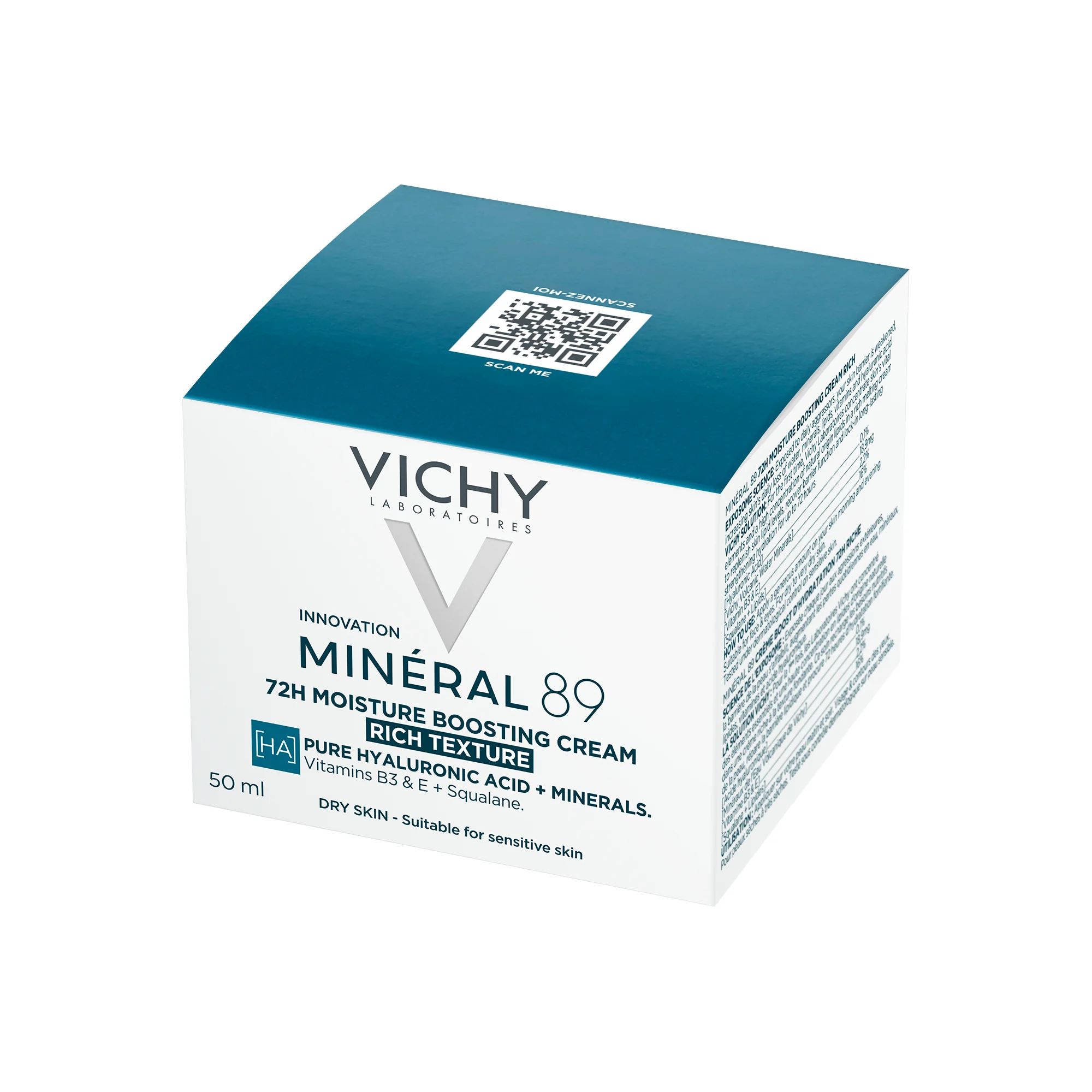 Vichy Minéral 89 bogaty krem nawilżająco-odbudowujący 72h, 50 ml