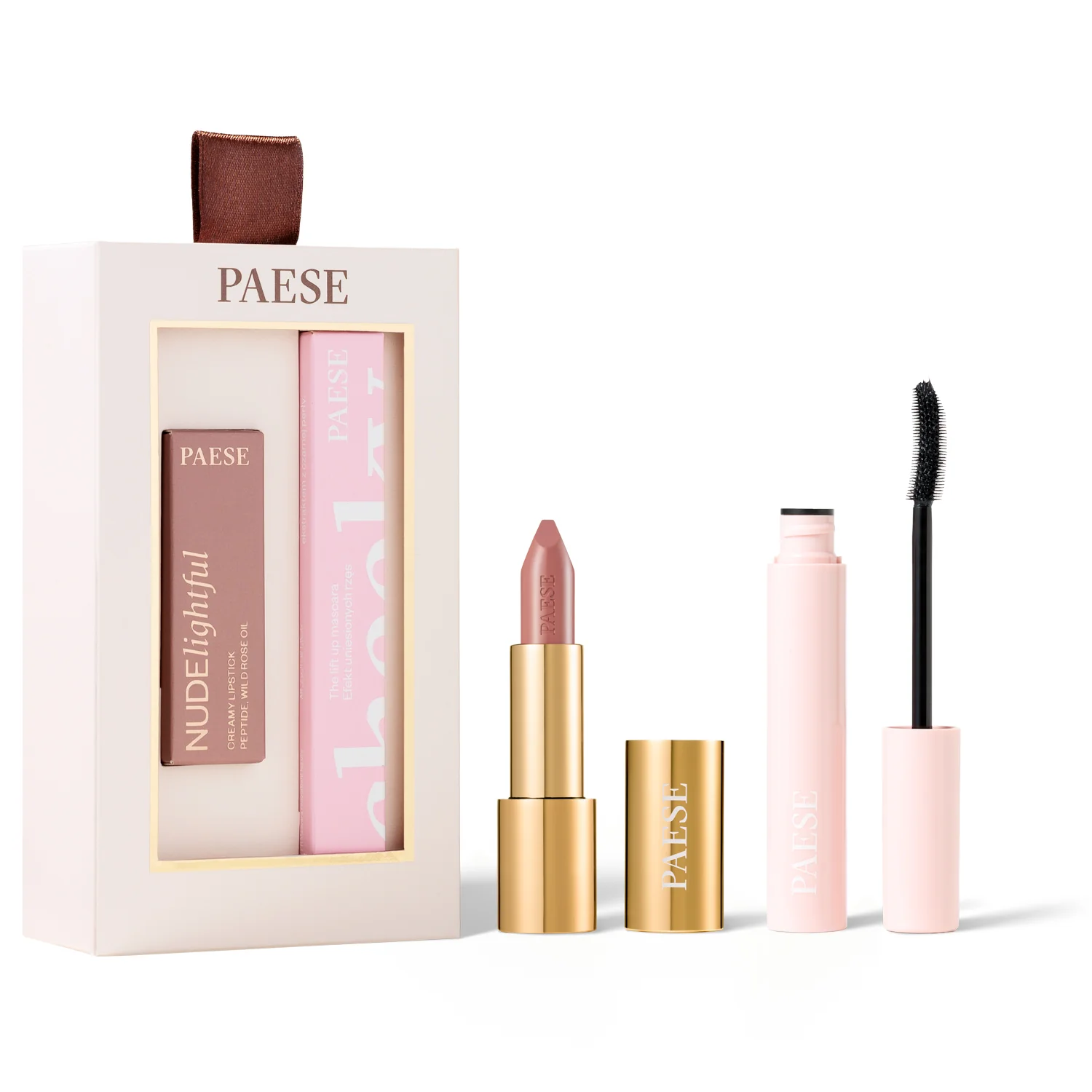 Paese zestaw świąteczny Cheeky Nude Look maskara Cheeky, 12 ml + pomadka Nudelightful, 4 g