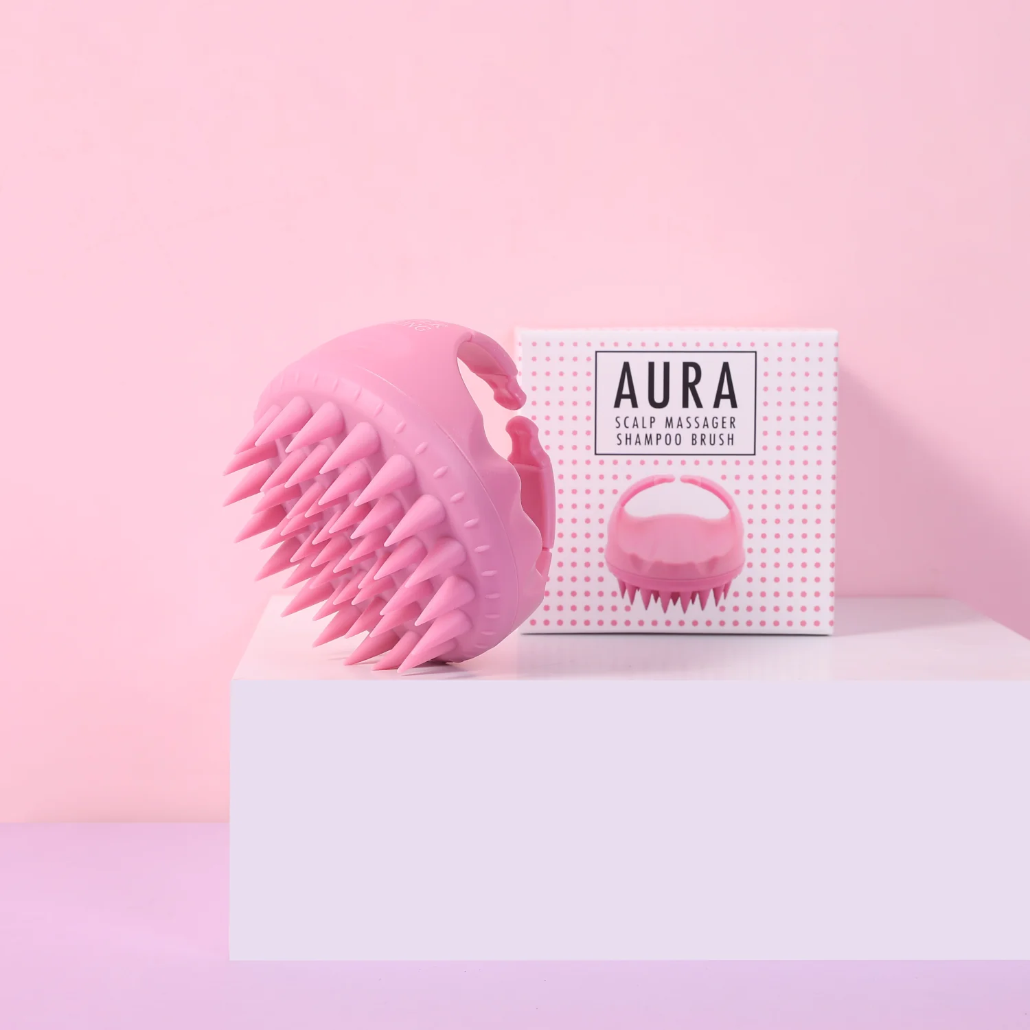 Sister Young Aura pink, szczotka do mycia i masażu skóry głowy, 1 sztuka