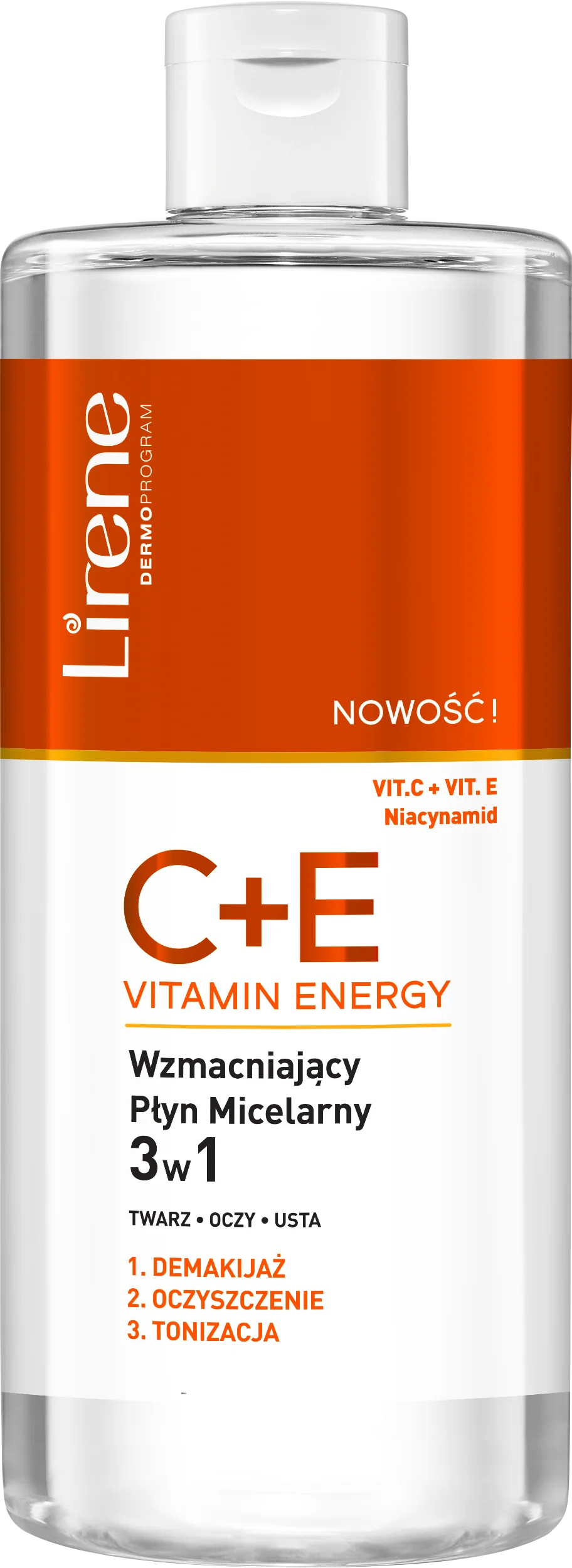 Lirene C+E VITAMIN ENERGY wzmacniający płyn micelarny 3 w 1, 400 ml