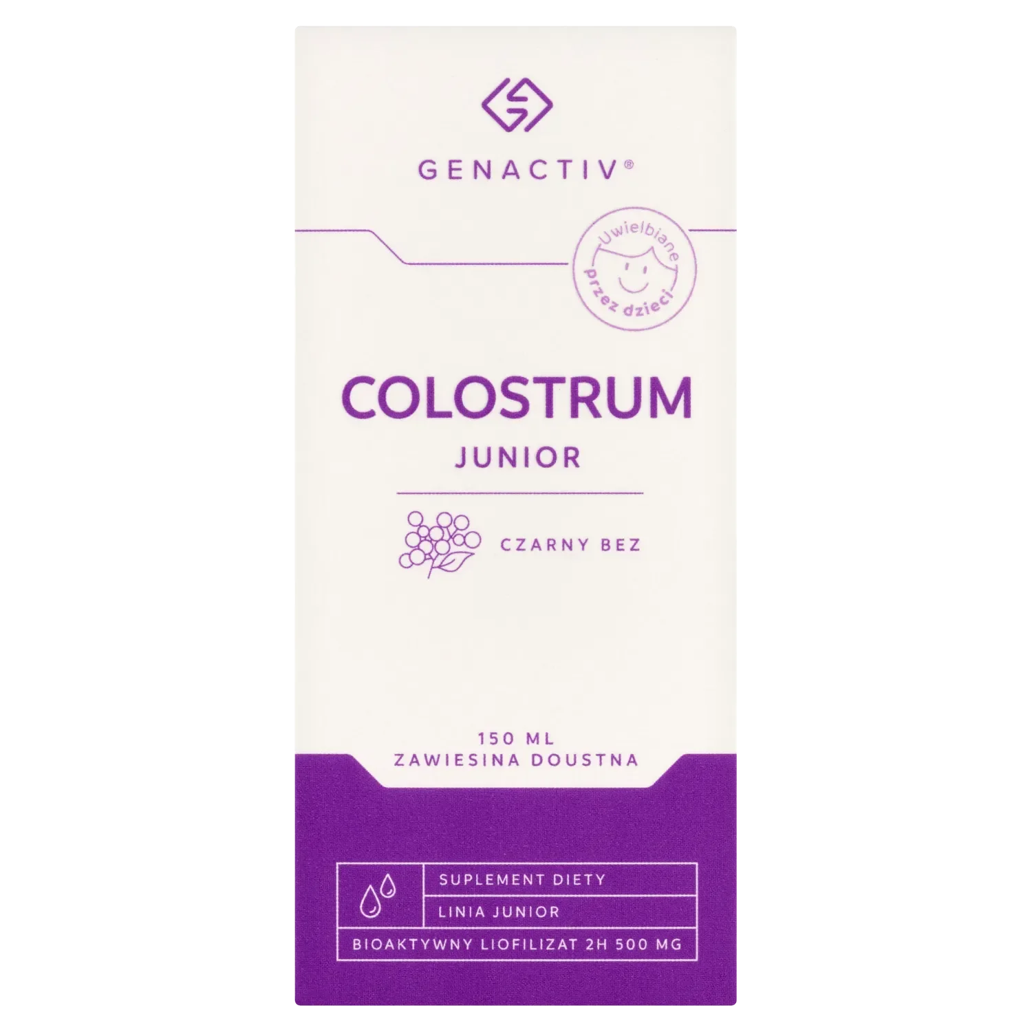 Genactiv Colostrum Junior Czarny Bez zawiesina doustna, 150 ml