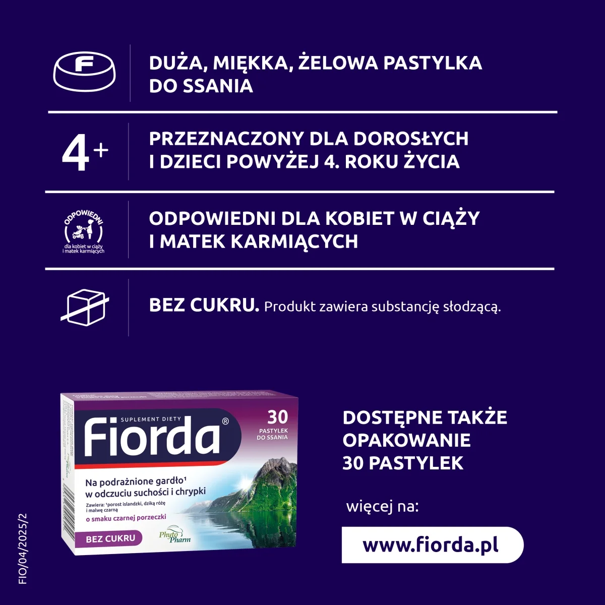 Fiorda 60 pastylek do ssania o smaku porzeczkowym