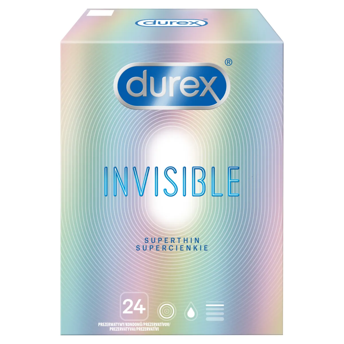 Durex Invisible, prezerwatywy, dla większej bliskości, 24 sztuki 