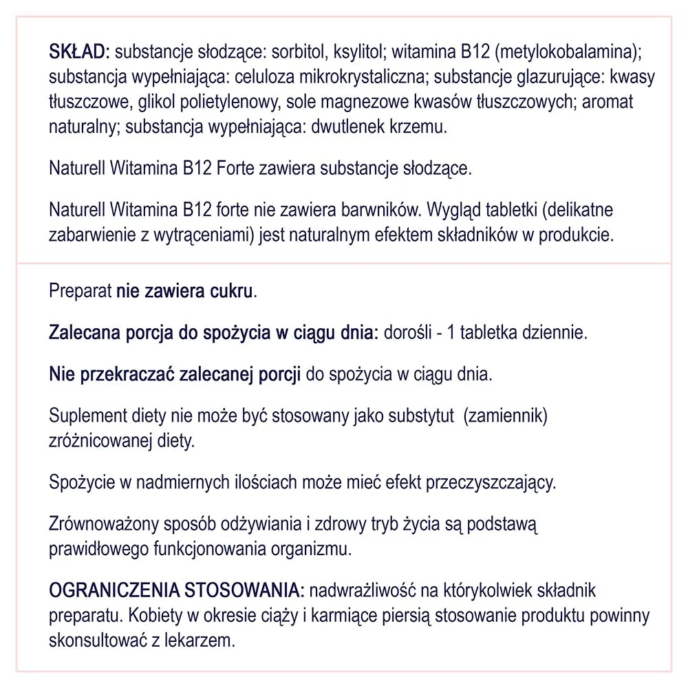 Naturell Witamina B12 Forte suplement diety, 60 tabletek do ssania