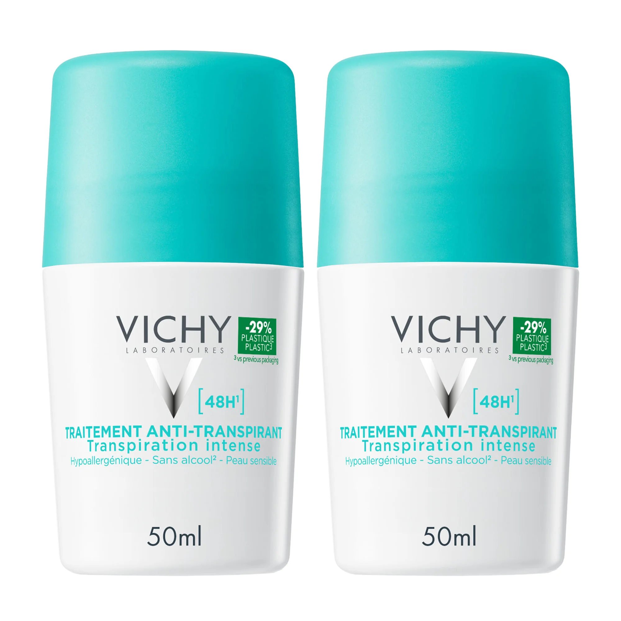 Vichy, antyperspirant roll-on kuracja przeciw nadmiernemu poceniu, 48 h, 2 x 50 ml