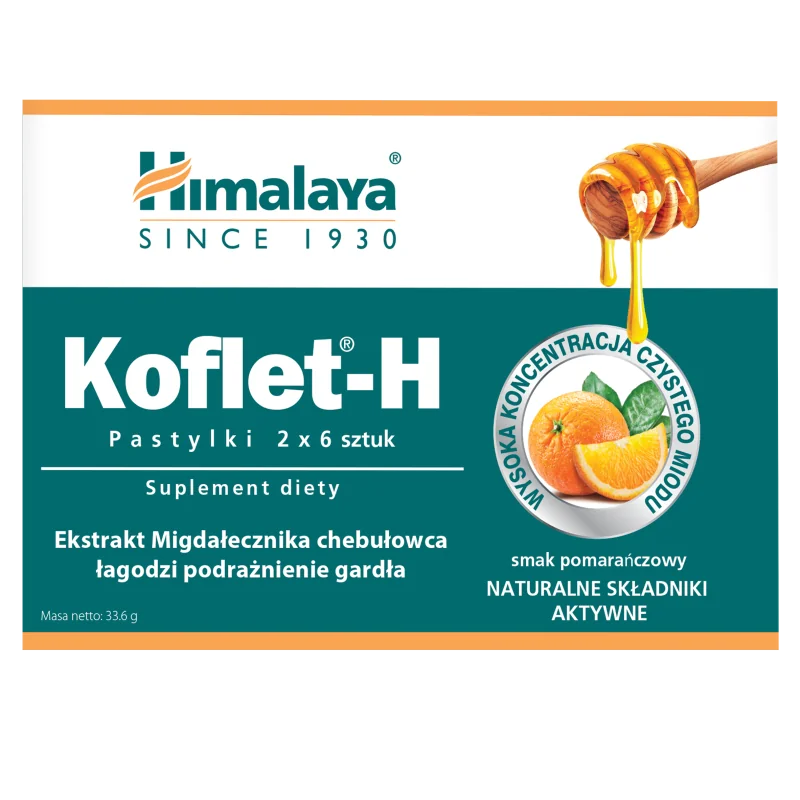 Himalaya Koflet-H 12 pastylek do ssania o smaku pomarańczowym
