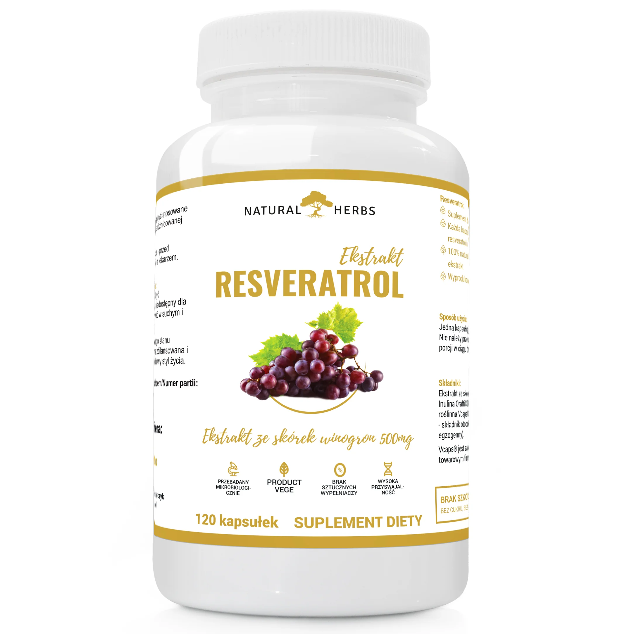 Natural Herbs Ekstrakt Resveratrol 120 kapsułek