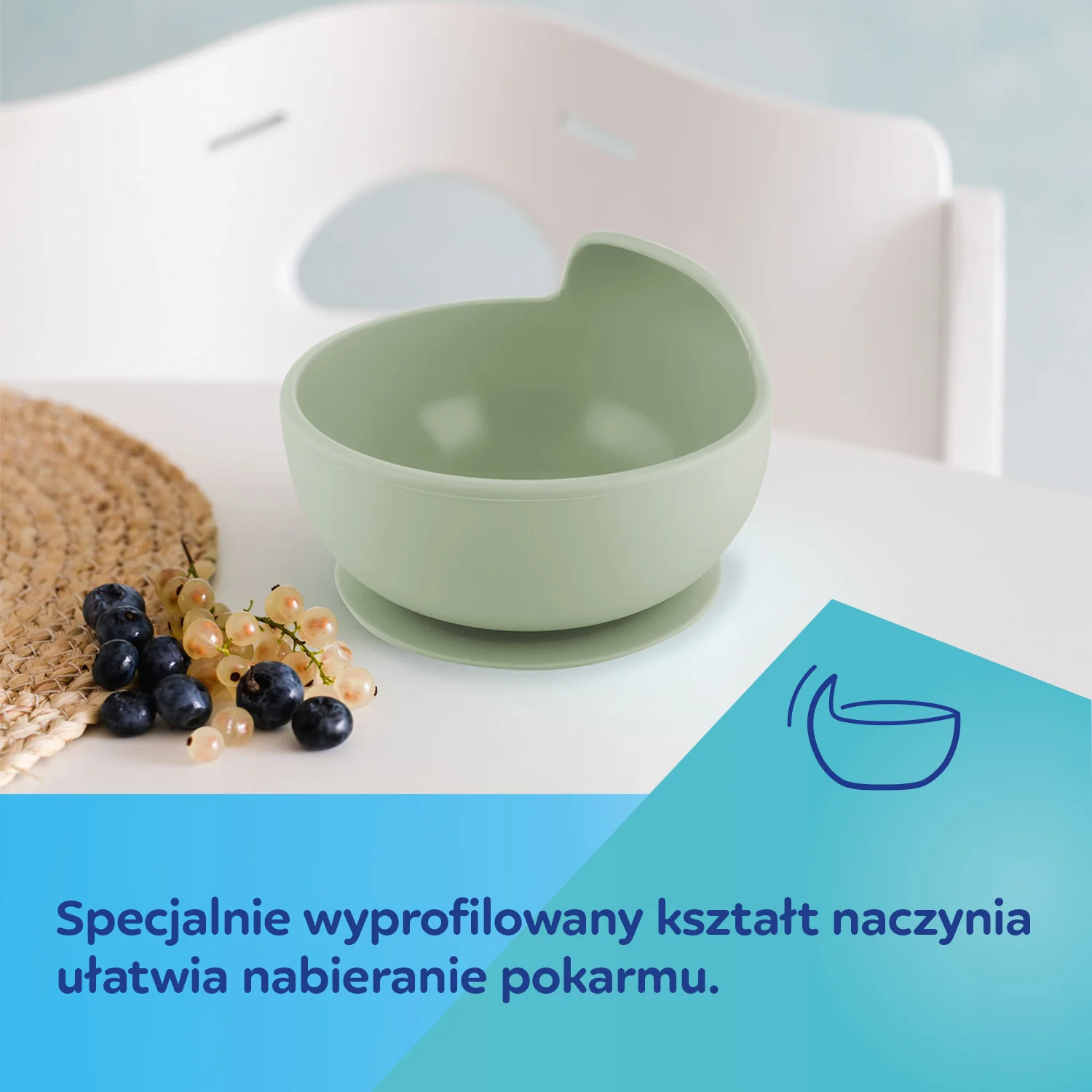 Canpol Babies Silikonowa miseczka z przyssawką zielona 330 ml, 1 sztuka