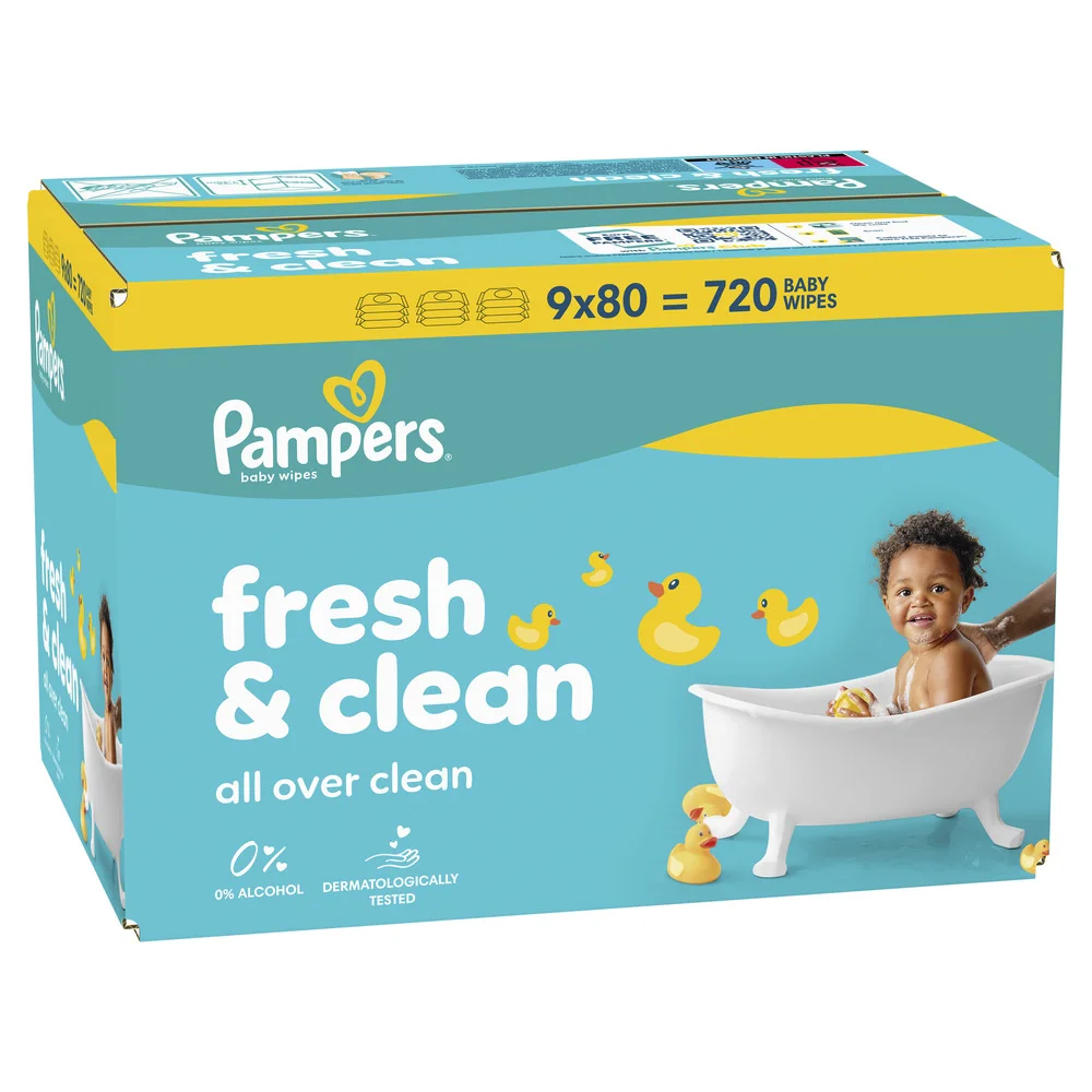 Pampers Fresh Clean chusteczki nawilżane dla dzieci, 12 x 80 sztuk
