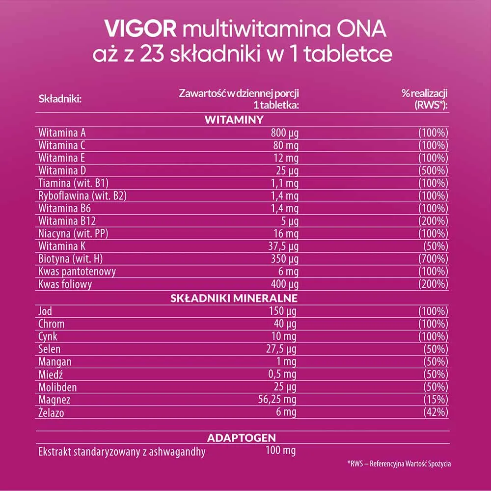 Vigor Multiwitamina ONA, suplement diety, 60 tabletek 