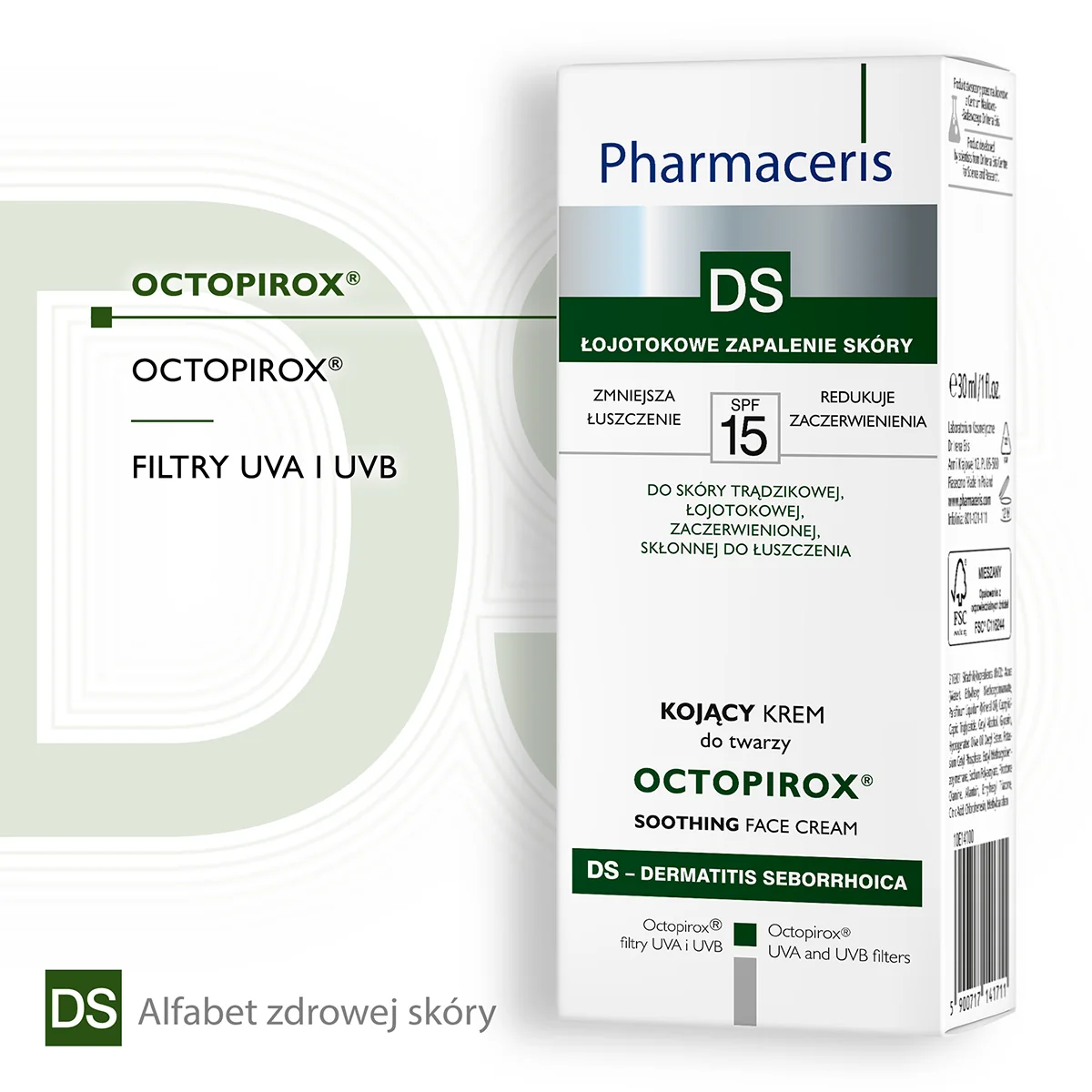 Pharmaceris DS Octopirox kojący krem do twarzy SPF 15, 30 ml