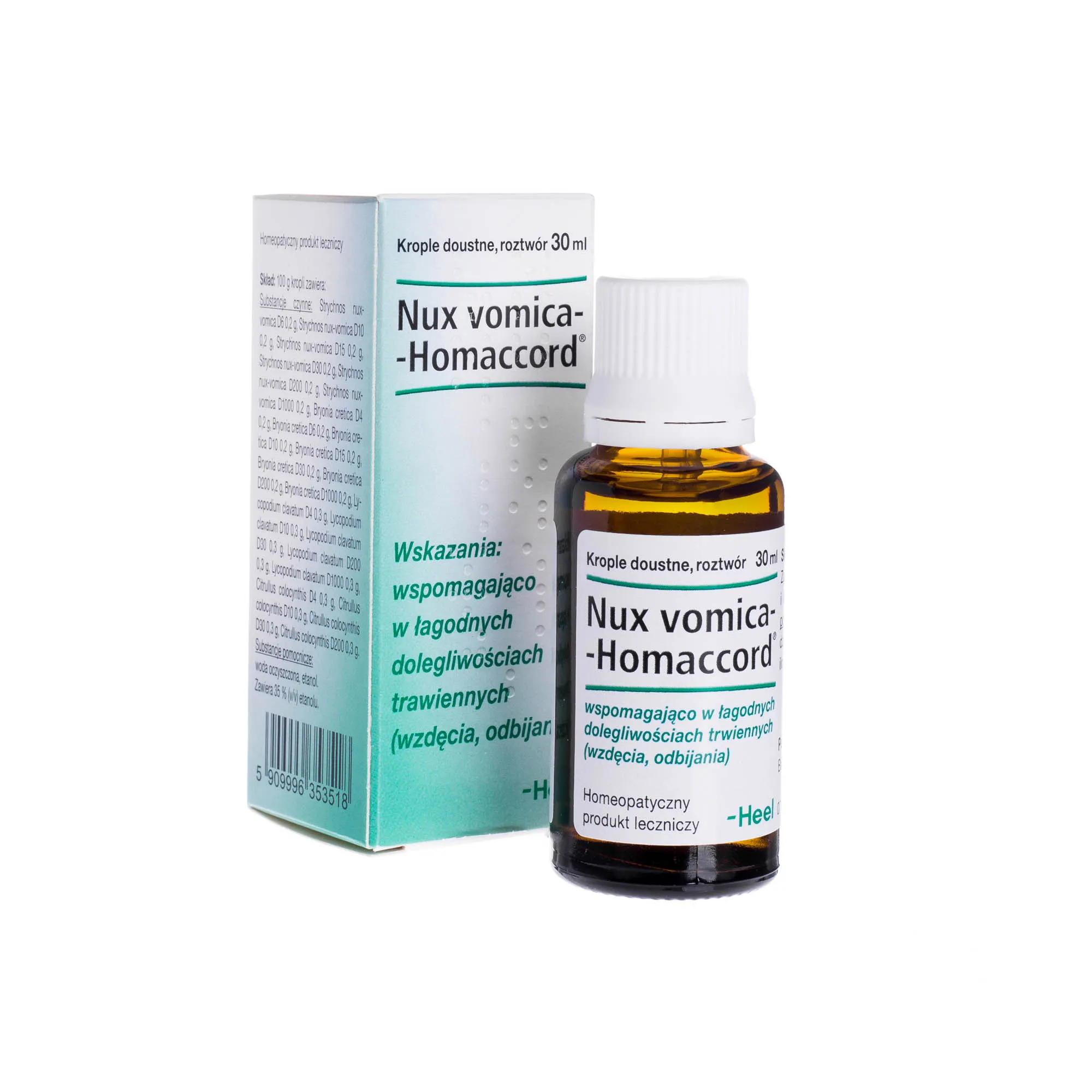 Heel-Nux Vomica-Homaccord - lek stosowany wspomagająco w łagodnych dolegliwościach trawiennych, 30 ml
