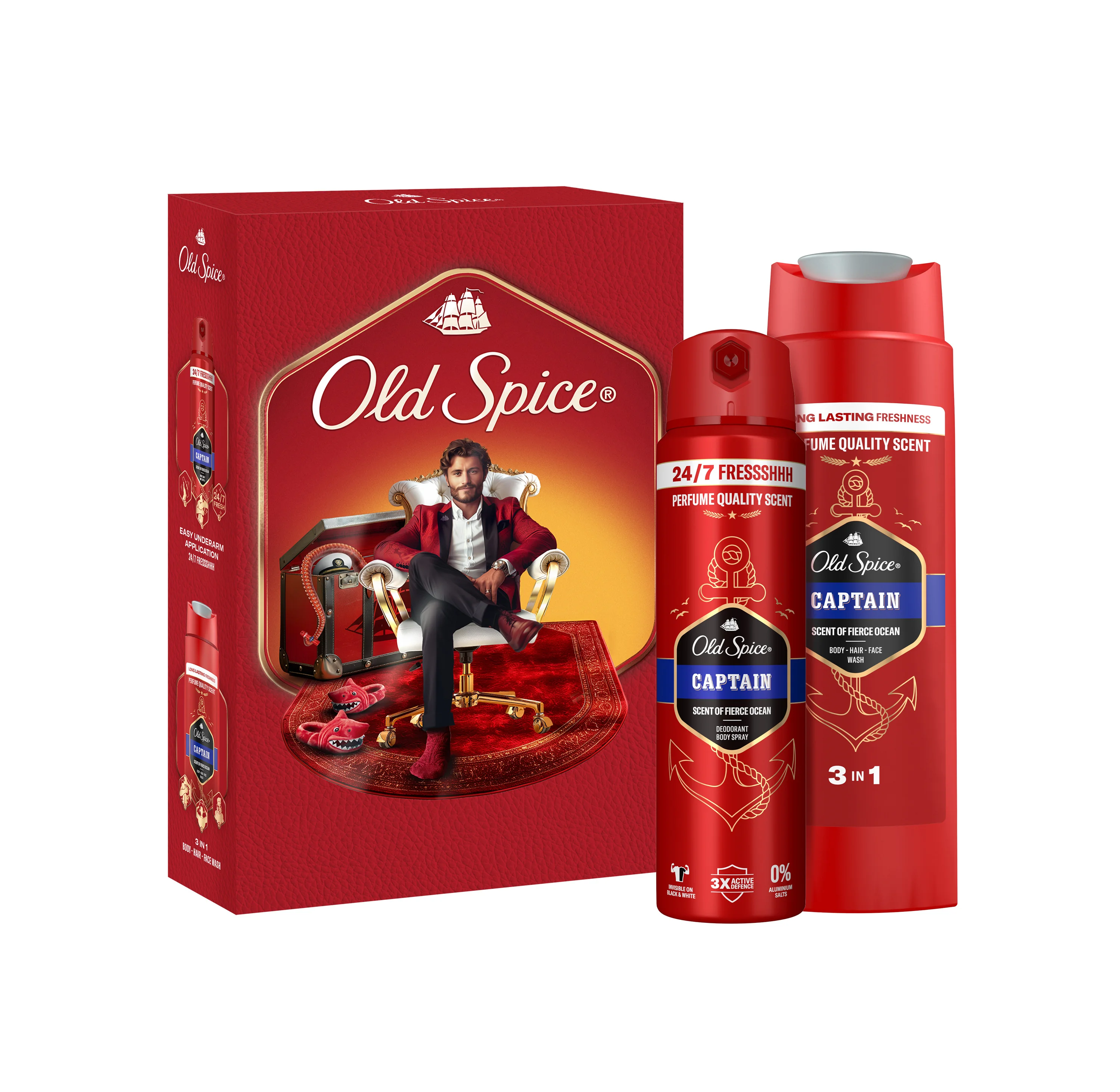 Old Spice Capitan Gentelman Zestaw dezodorant w sztyfcie, 150 ml + żel pod prysznic, 250 ml