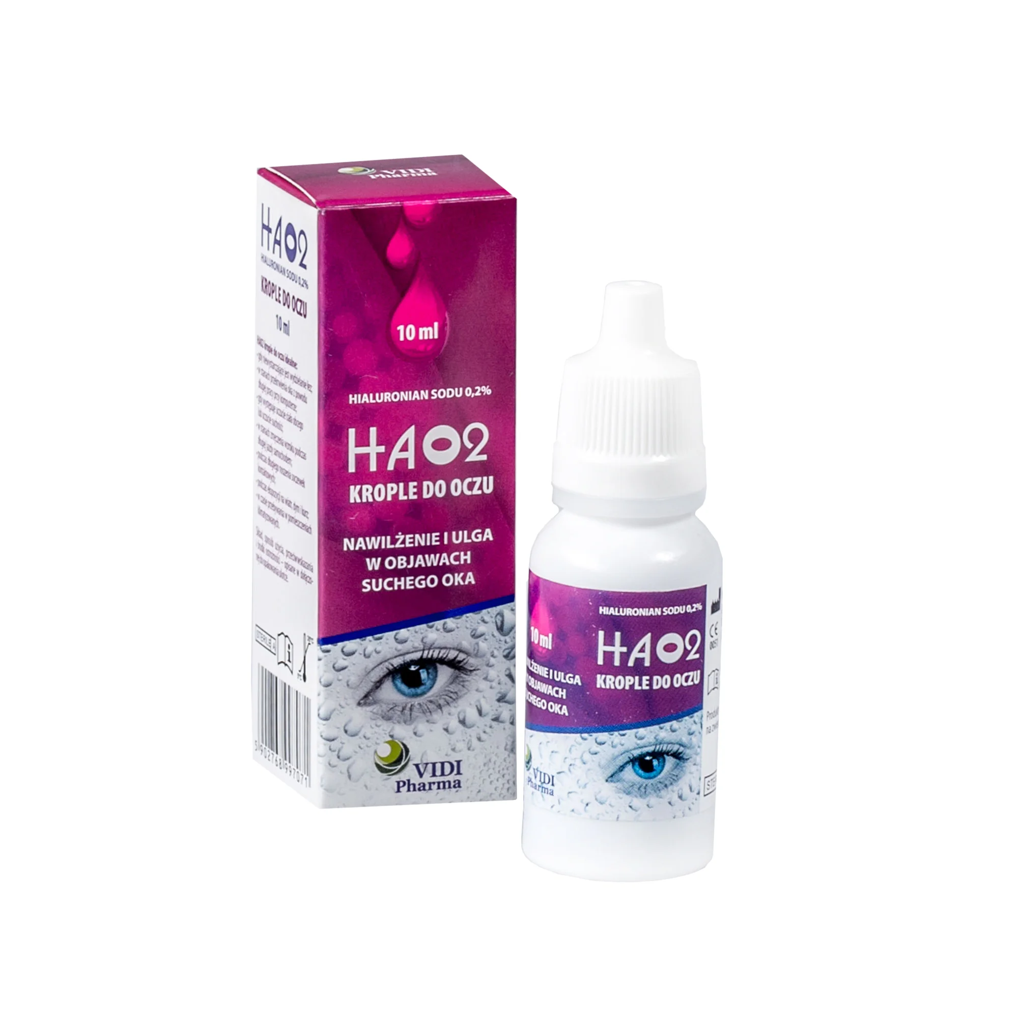 HA02, nawilżające krople do oczu, 10 ml 