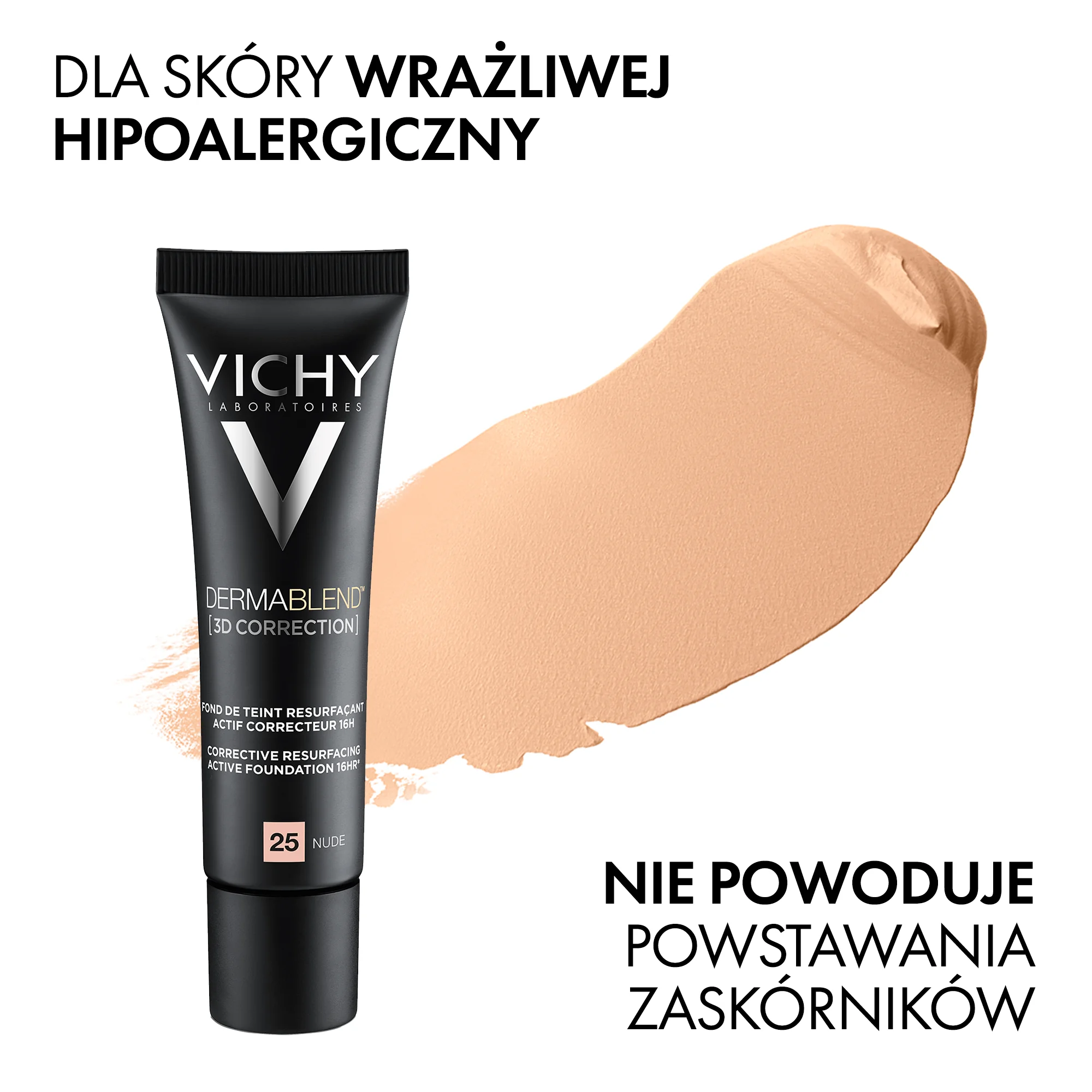 Vichy Dermablend 3D Correction podkład wyrównujący powierzchnię skóry, Nude, 30 ml