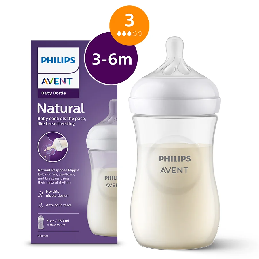 Philips Avent responsywna butelka dla niemowląt Natural SCY903/01, 260 ml