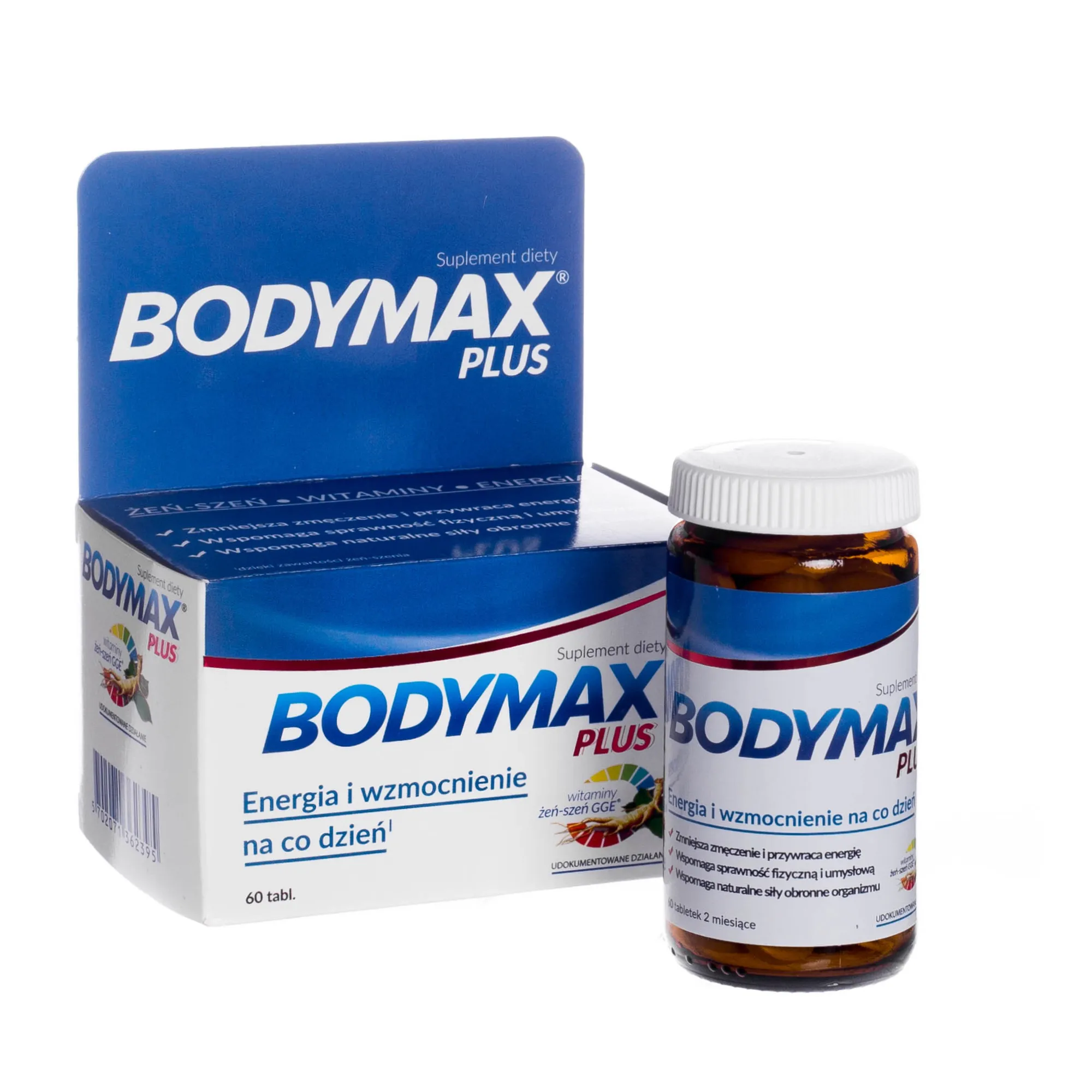 Bodymax PLUS - suplement diety o zwiększonej dawce. Zmniejszający zmęczenie i przywracający energię, 60 tabletek.