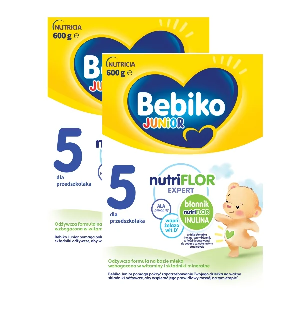 Bebiko Junior 5 Odżywcza formuła na bazie mleka dla przedszkolaka, 2 x  600 g