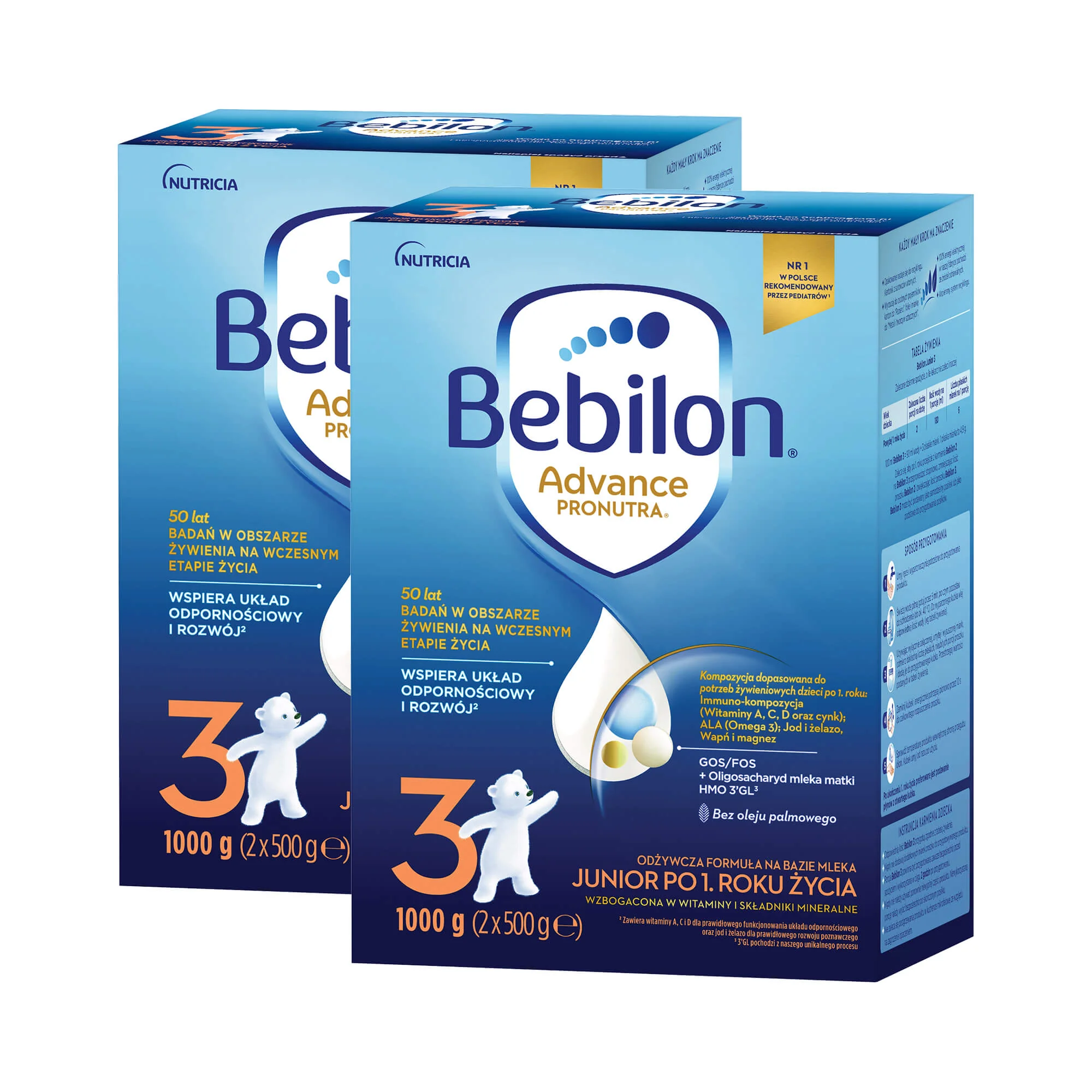 Bebilon 3 Advance Pronutra Junior mleko modyfikowane po 1. roku życia,  2 x 1000 g