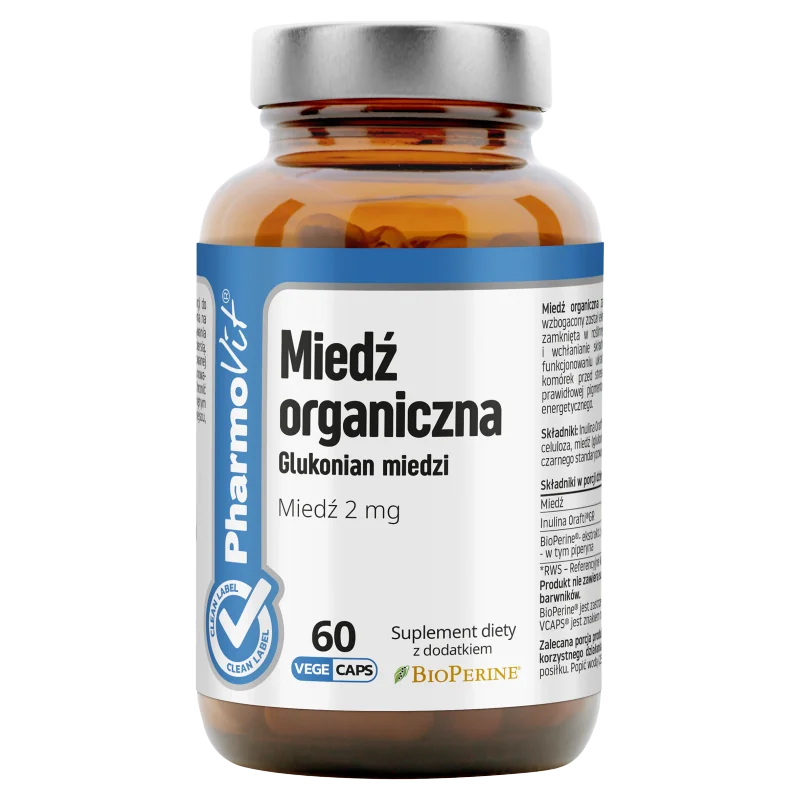 Pharmovit Miedź organiczna 2 mg suplement diety, 60 kapsułek