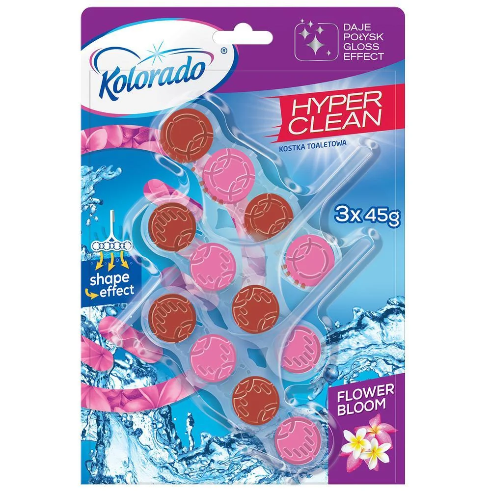 Kolorado Hyper Clean kostka do WC Flower Bloom, 3 x 45 g