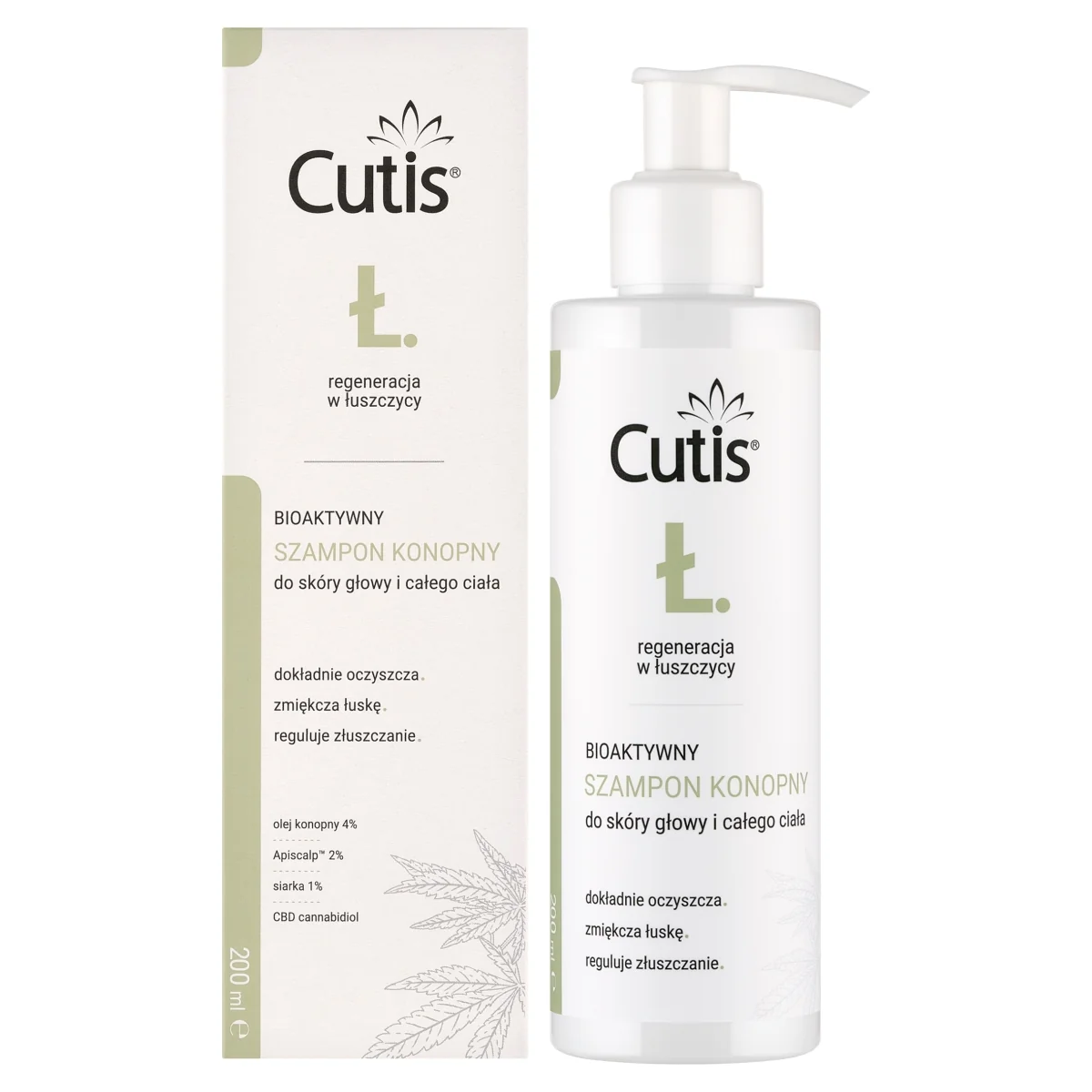 Cutis Ł-Łuszczyca bioaktywny szampon konopny + CBD, 200 ml