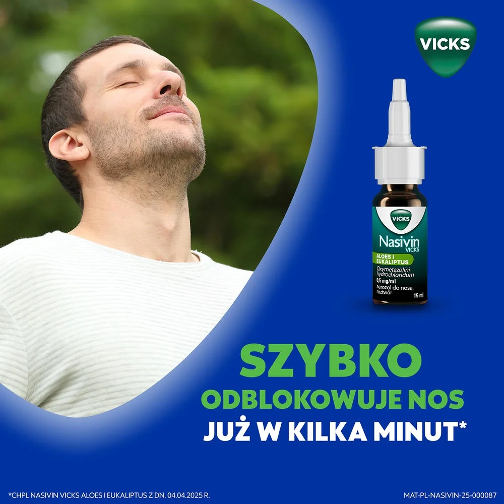 Nasivin Aloes i Eukaliptus 0,5 mg/ml aerozol do nosa, roztwór, 15 ml