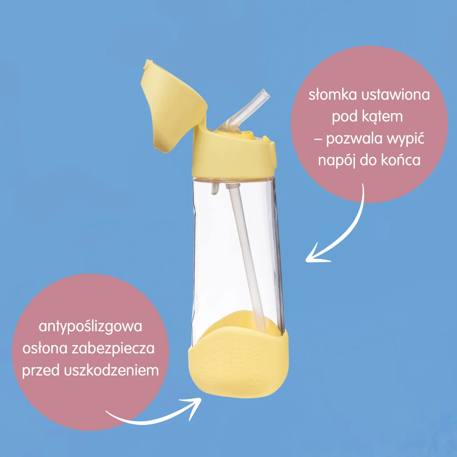 B.box butelka tritanowa ze słomką Lemon Twist, 600 ml