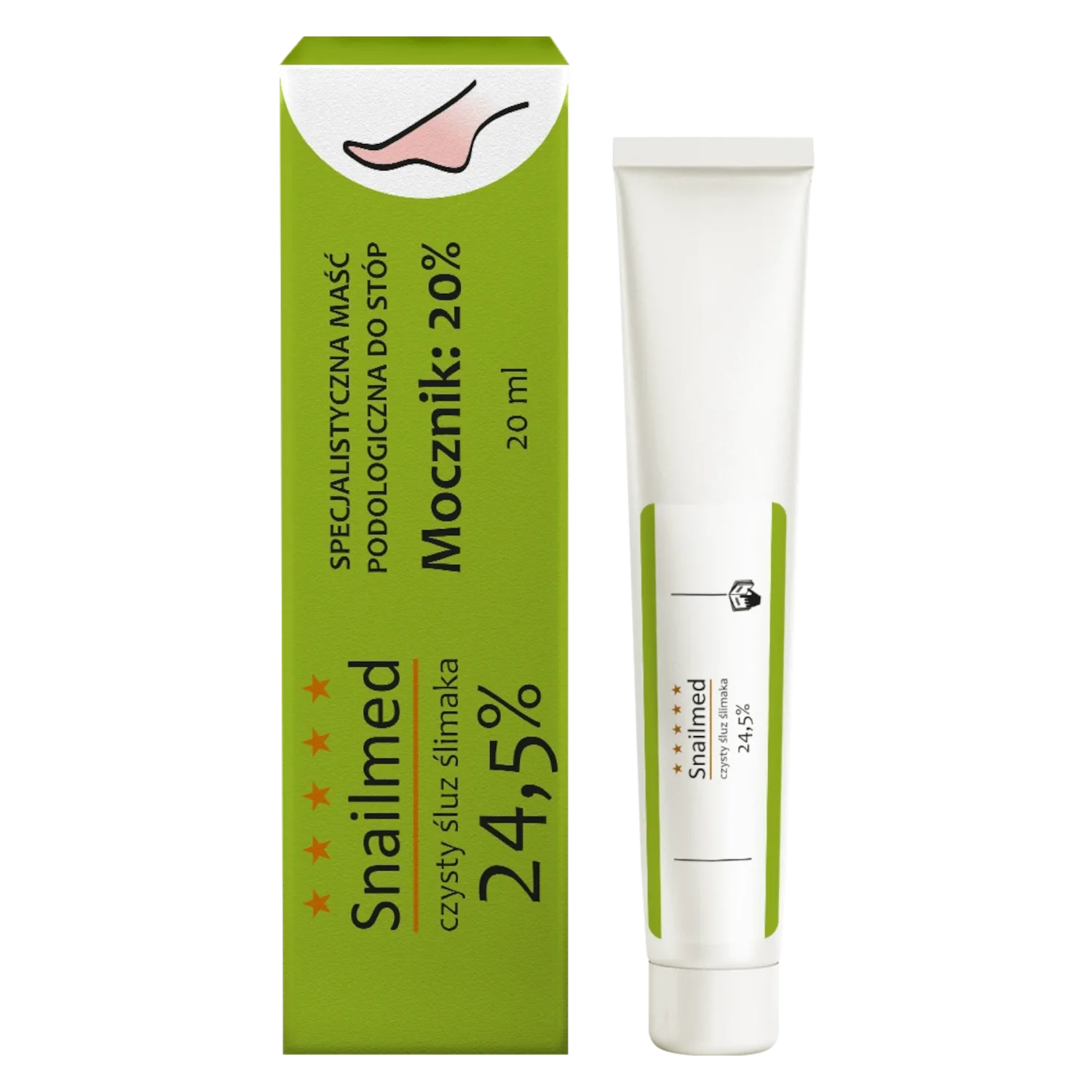 Snailmed czysty śluz ślimaka maść do stóp, 20 ml