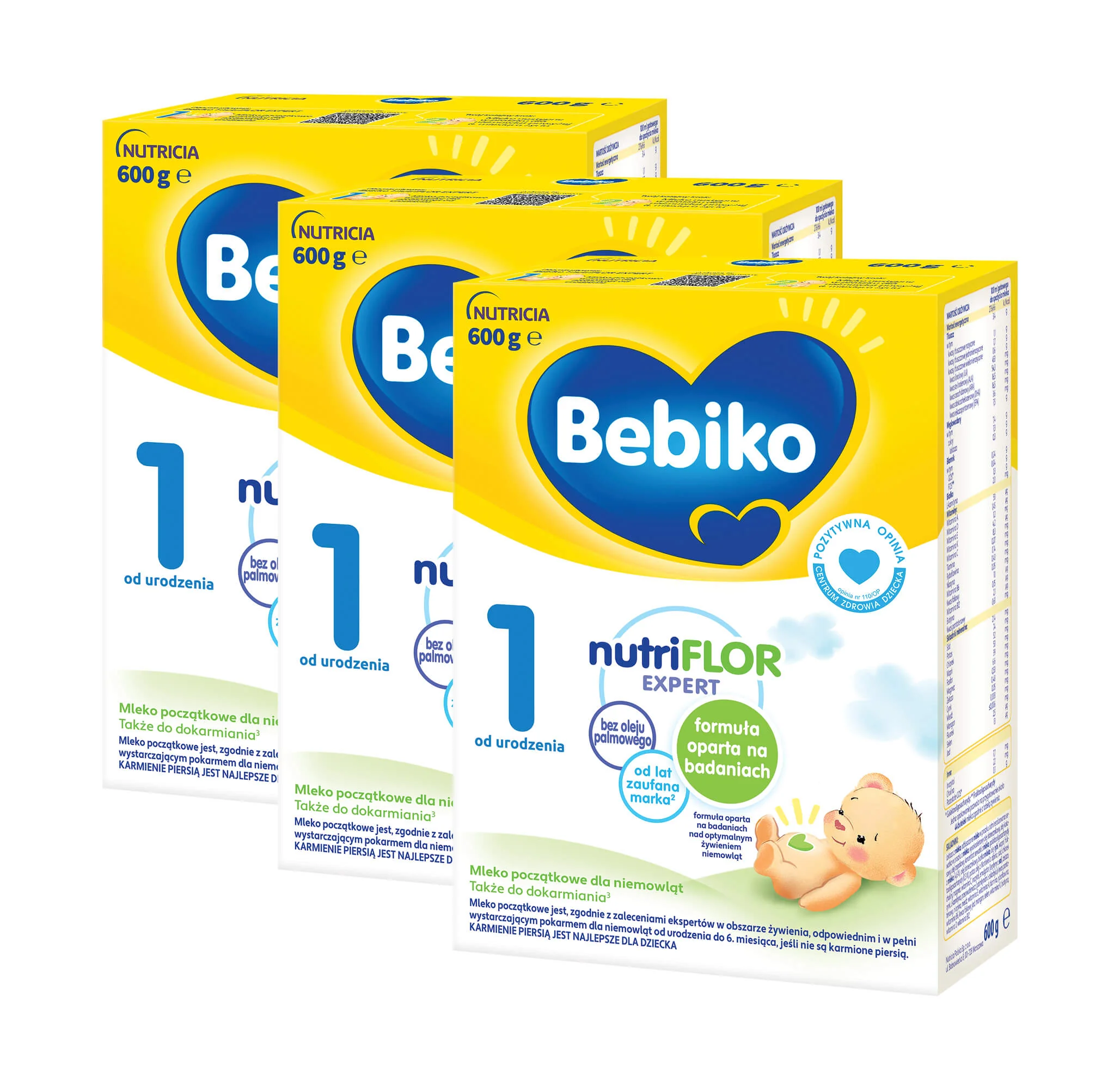 Bebiko 1 Mleko początkowe dla niemowląt od urodzenia,  3 x 600 g