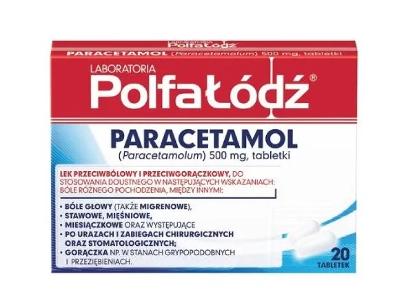 Polfa-Łódź Paracetamol, 500 mg, 20 tabletek