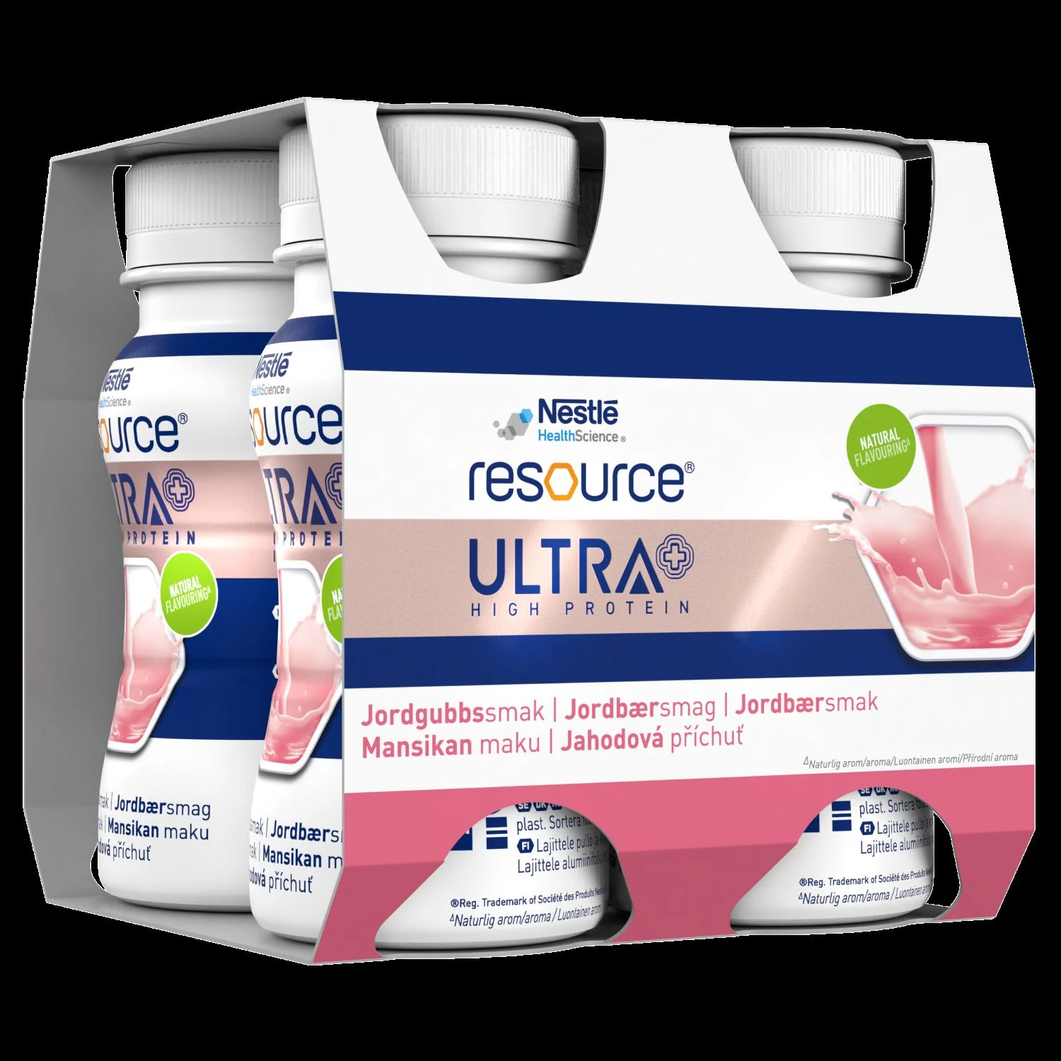 Nestlé Resource Ultra+ żywność specjalnego przeznaczenia smak truskawkowy, 4 x 125 ml