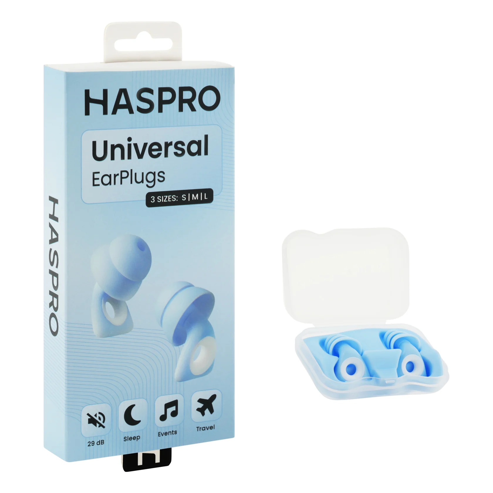 HASPRO Universal silikonowe zatyczki do uszu niebieskie, 2 sztuki