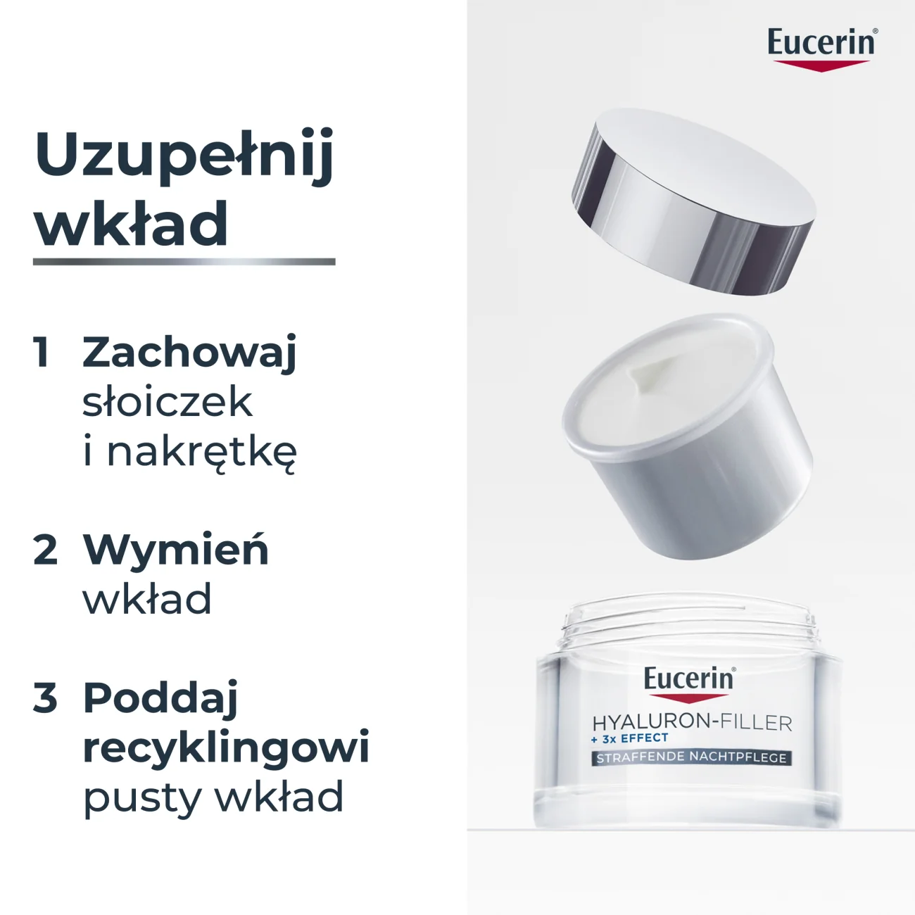 Eucerin Hyaluron-Filler przeciwzmarszczkowy krem na noc do każdego typu skóry REFILL, 50 ml