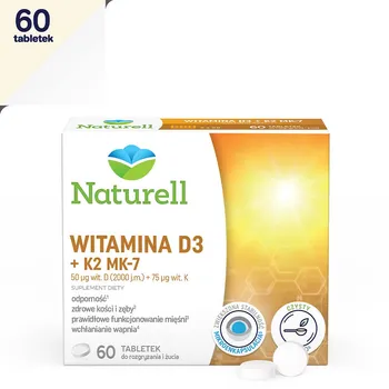 Naturell Witamina D3 + K2 MK-7, suplement diety, 60 tabletek do ssania 