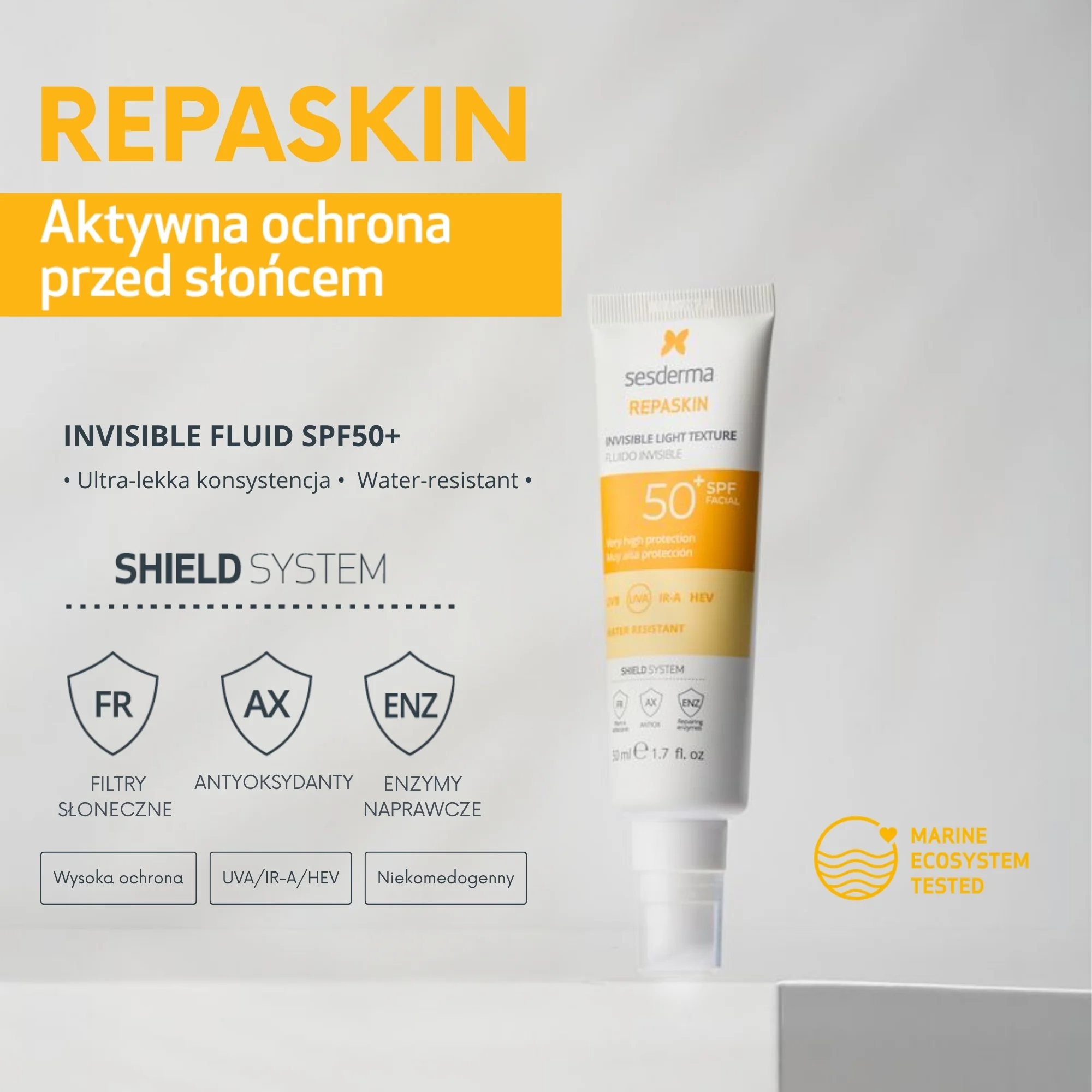 Sesderma Repaskin Invisible Fluid emulsja do twarzy SPF 50+, 50 ml