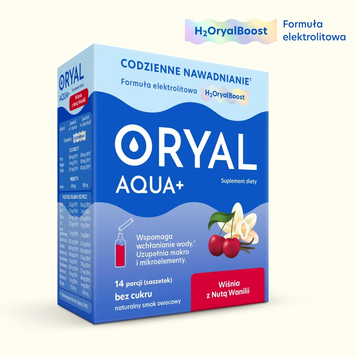 Oryal Aqua+ Wiśnia z nutą wanilii 14 saszetek